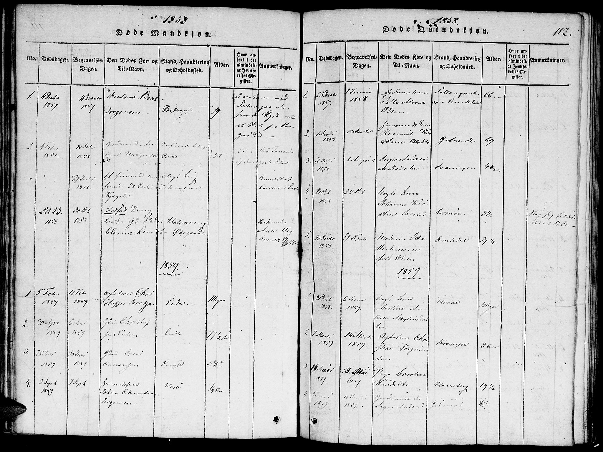 Hommedal sokneprestkontor, SAK/1111-0023/F/Fa/Faa/L0001: Parish register (official) no. A 1, 1816-1860, p. 112
