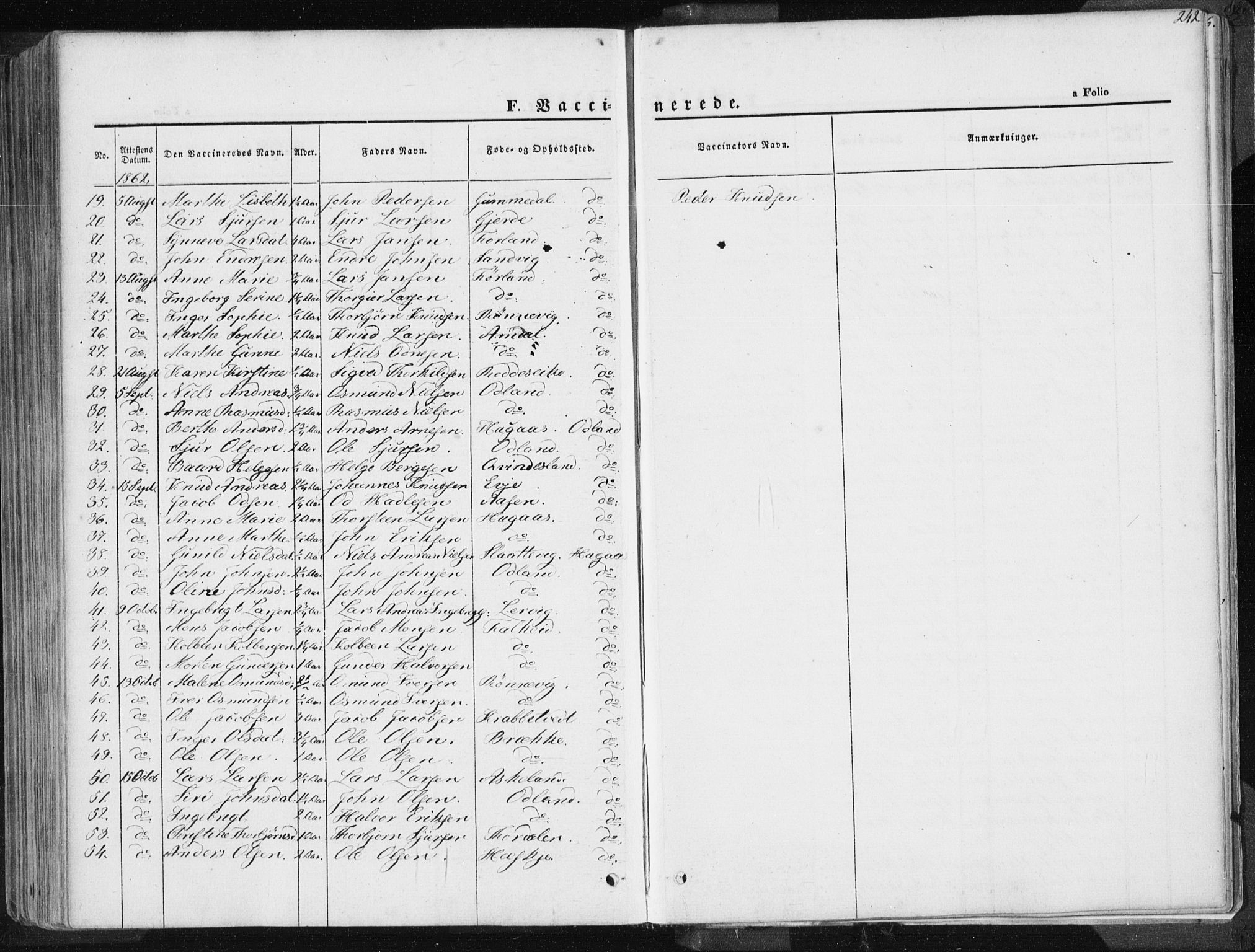 Tysvær sokneprestkontor, AV/SAST-A -101864/H/Ha/Haa/L0003: Parish register (official) no. A 3, 1856-1865, p. 242