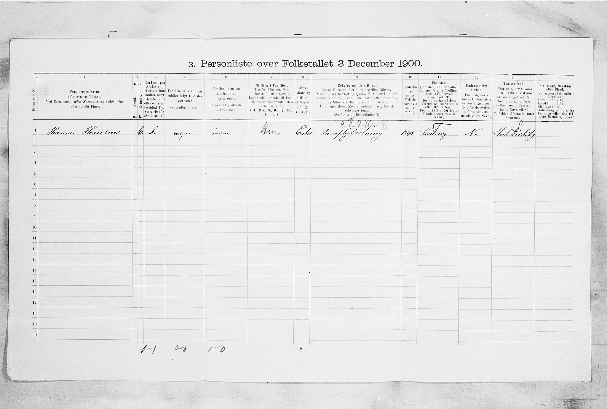 RA, 1900 census for Larvik, 1900, p. 770