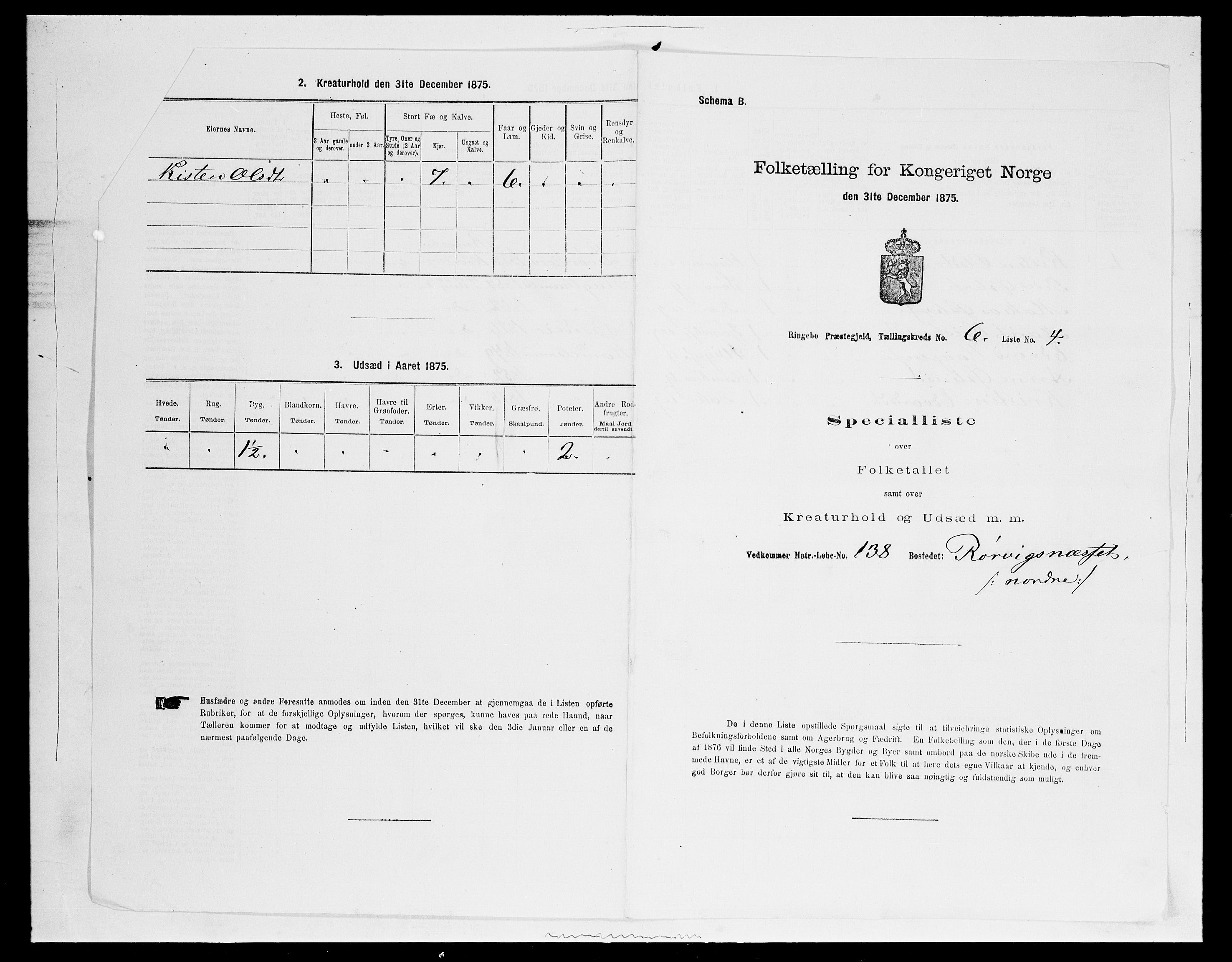 SAH, 1875 census for 0520P Ringebu, 1875, p. 846