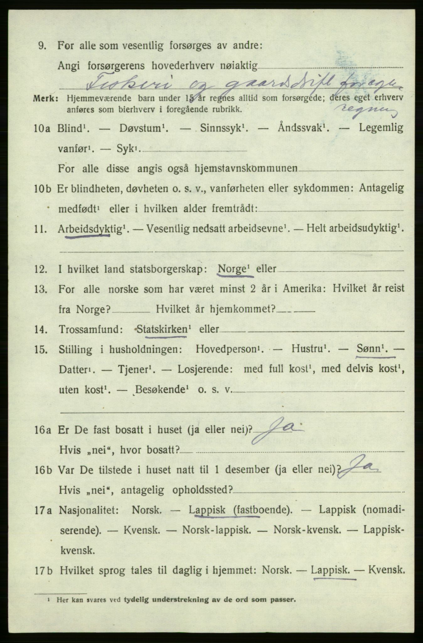 SATØ, 1920 census for , 1920, p. 1603