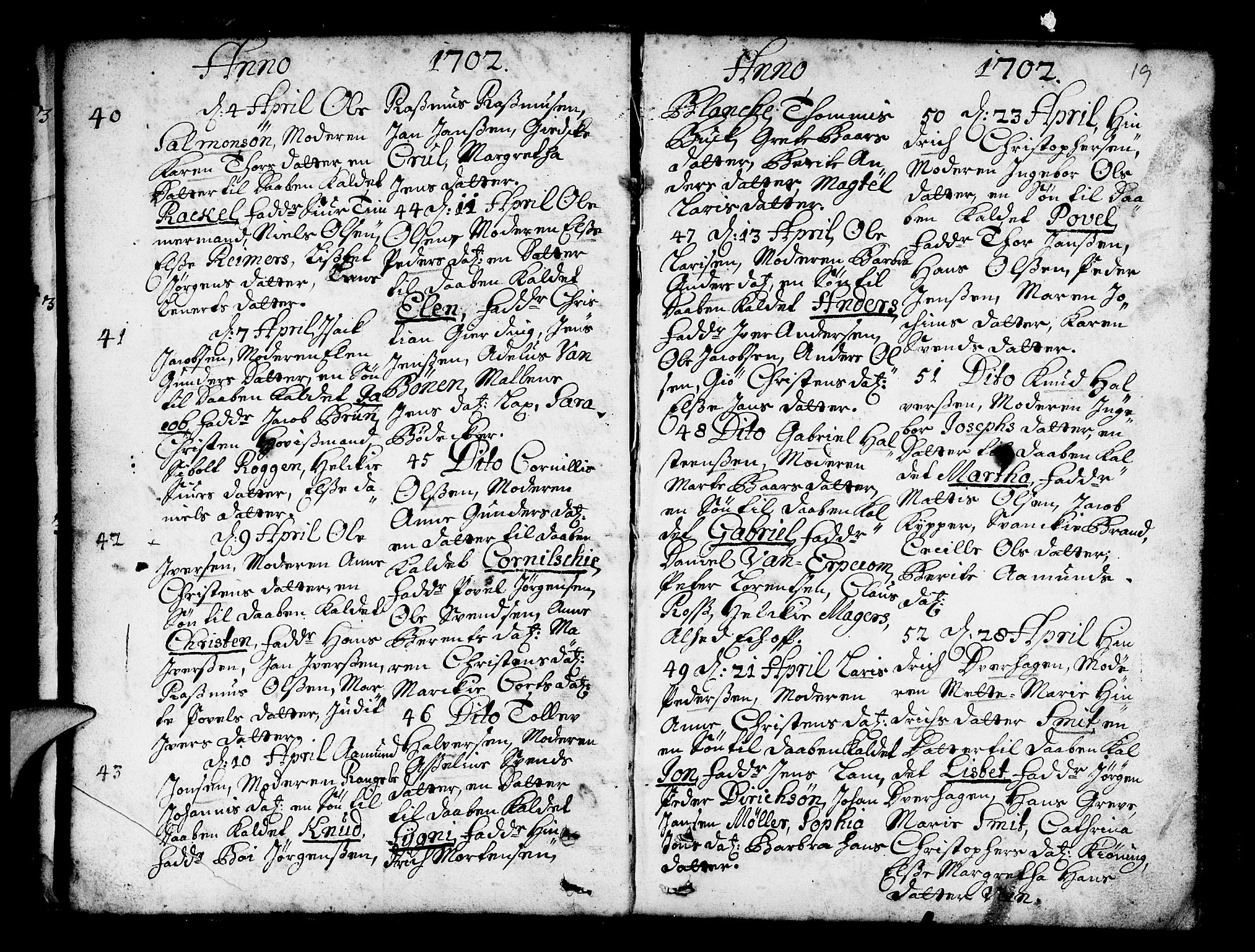 Nykirken Sokneprestembete, AV/SAB-A-77101/H/Haa/L0002: Parish register (official) no. A 2, 1700-1723, p. 19