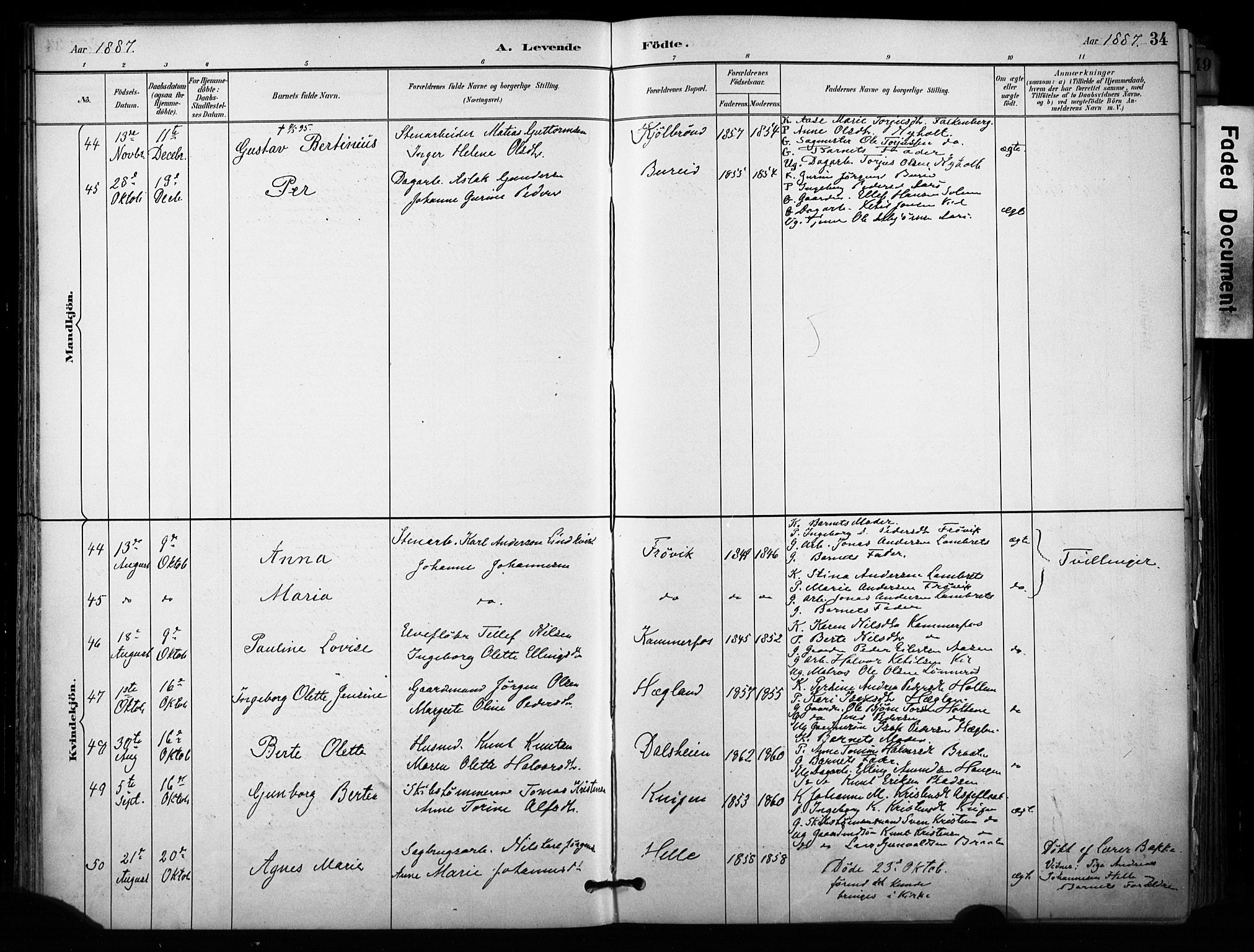 Sannidal kirkebøker, AV/SAKO-A-296/F/Fa/L0015: Parish register (official) no. 15, 1884-1899, p. 34