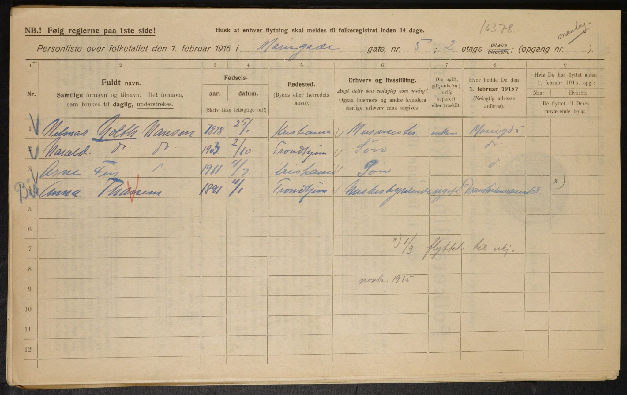 OBA, Municipal Census 1916 for Kristiania, 1916, p. 64236