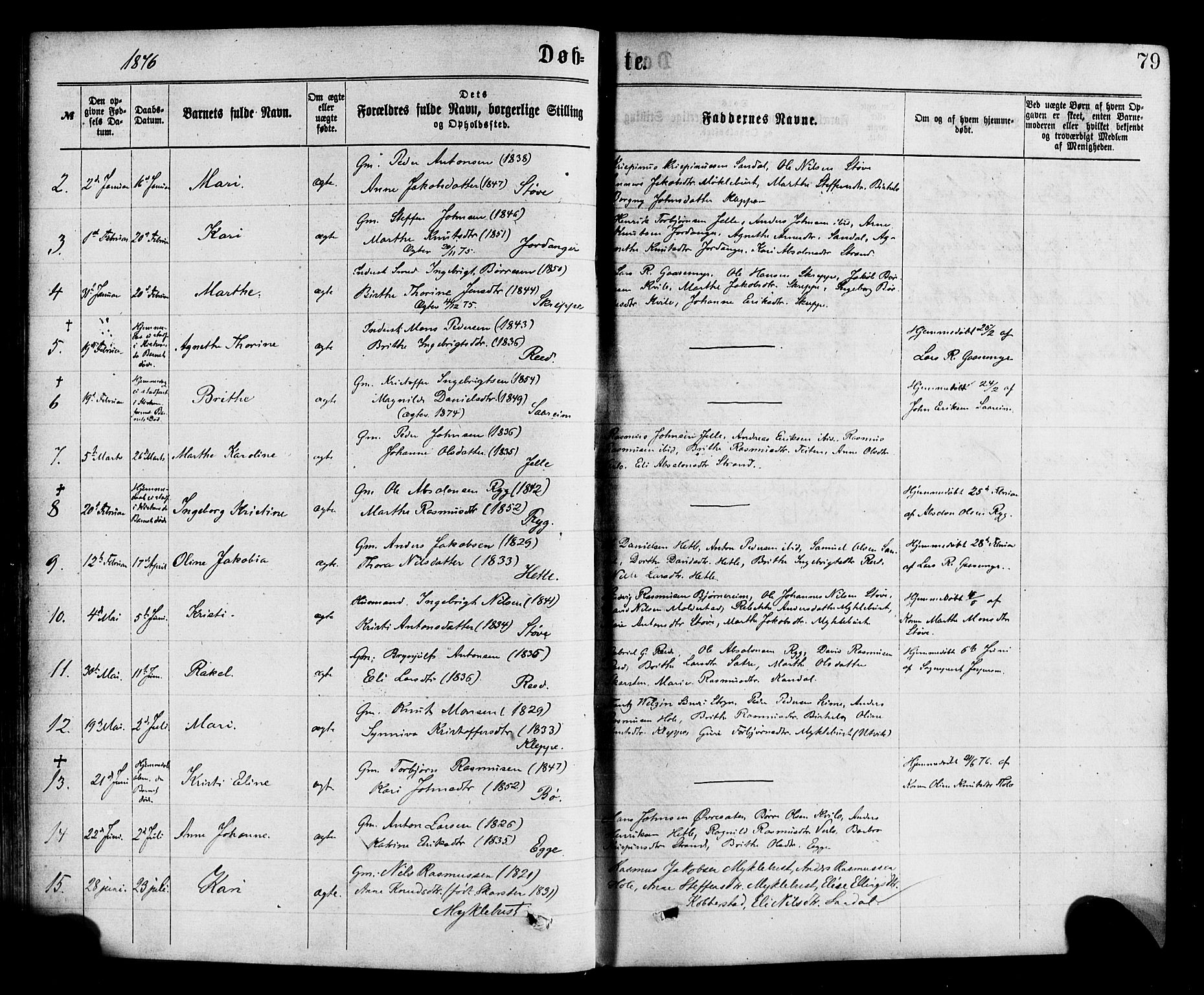 Gloppen sokneprestembete, SAB/A-80101/H/Haa/Haac/L0001: Parish register (official) no. C 1, 1871-1886, p. 79