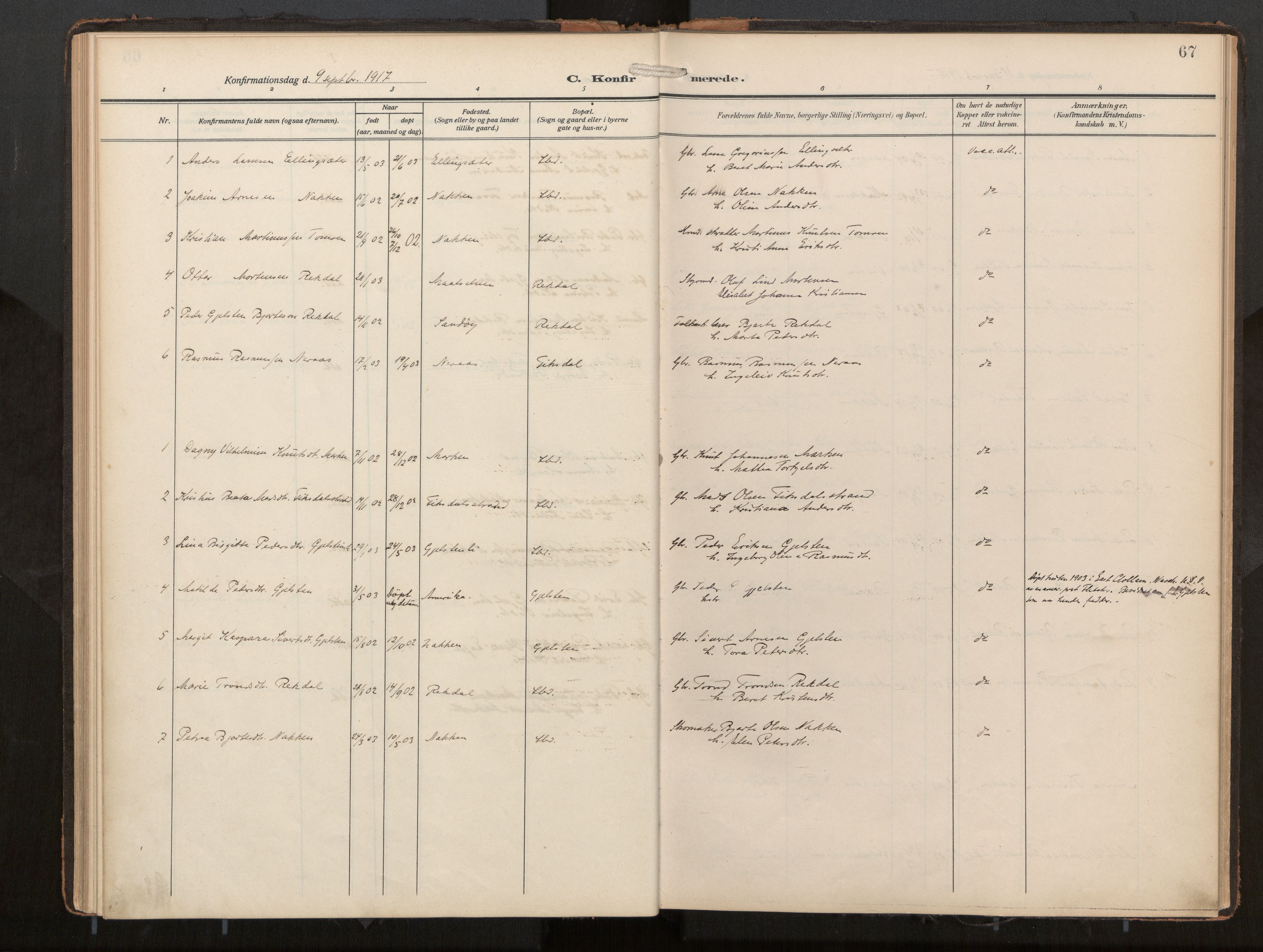 Ministerialprotokoller, klokkerbøker og fødselsregistre - Møre og Romsdal, AV/SAT-A-1454/540/L0540b: Parish register (official) no. 540A03, 1909-1932, p. 67