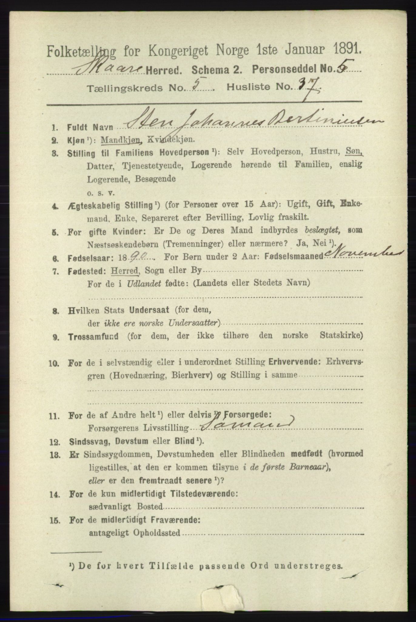 RA, 1891 census for 1153 Skåre, 1891, p. 2365