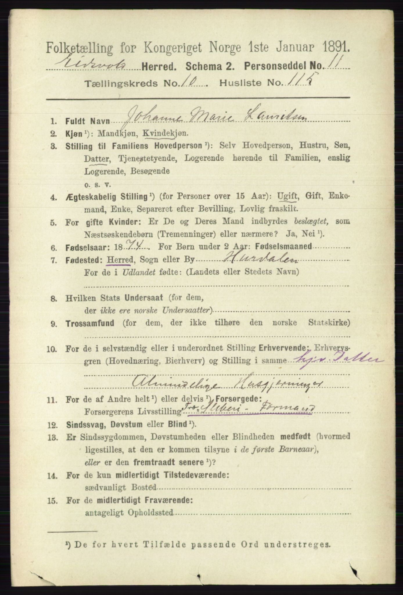 RA, 1891 census for 0237 Eidsvoll, 1891, p. 7570