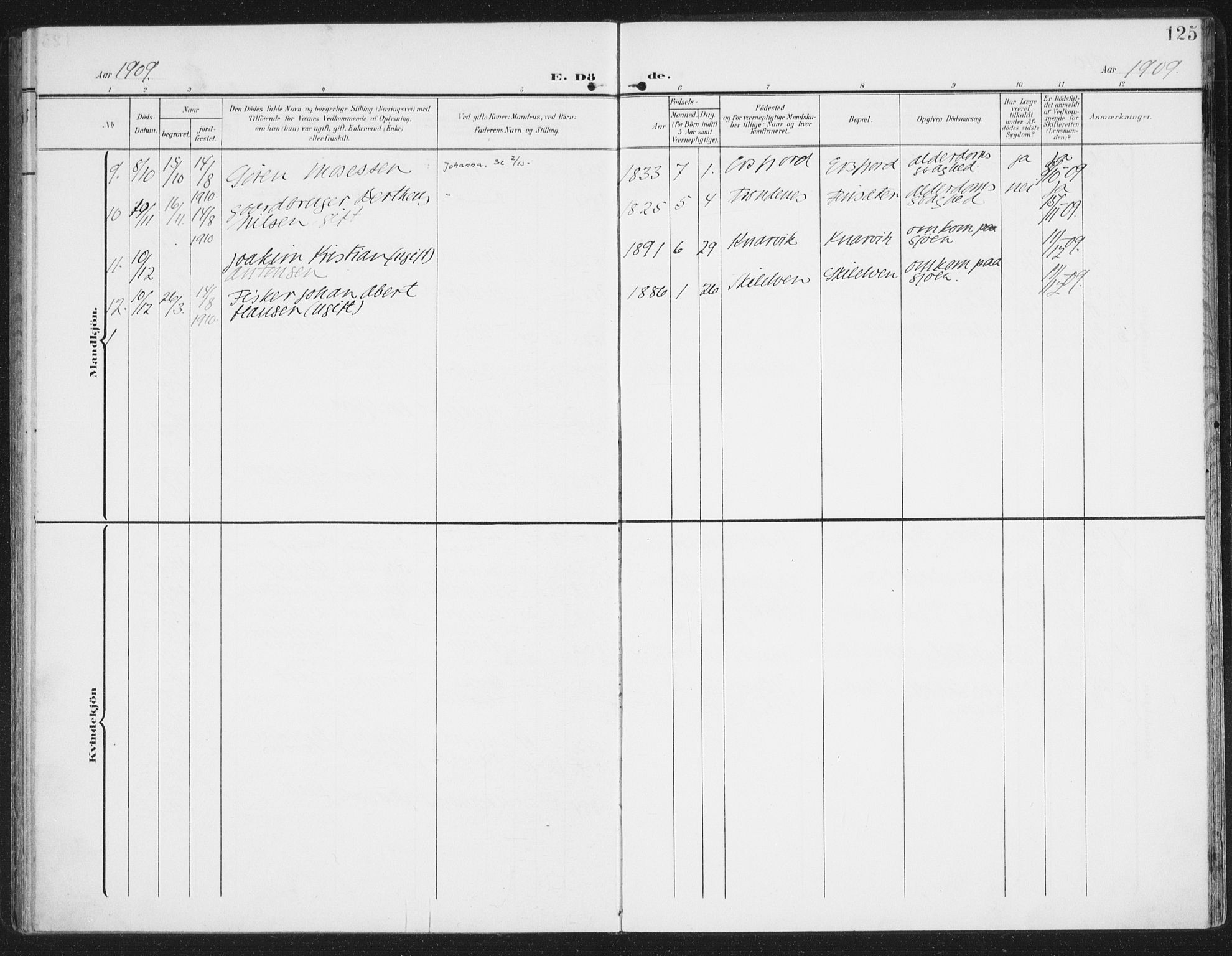 Berg sokneprestkontor, SATØ/S-1318/G/Ga/Gaa/L0007kirke: Parish register (official) no. 7, 1906-1915, p. 125