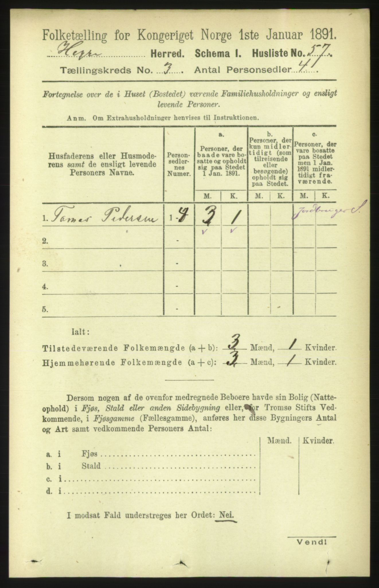 RA, 1891 census for 1712 Hegra, 1891, p. 1026