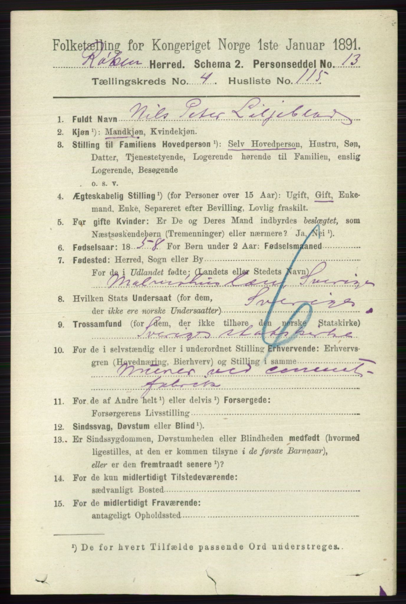 RA, 1891 census for 0627 Røyken, 1891, p. 2757