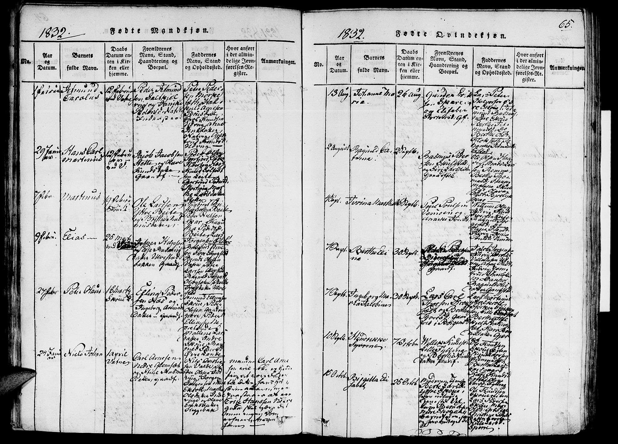 Ministerialprotokoller, klokkerbøker og fødselsregistre - Møre og Romsdal, SAT/A-1454/524/L0351: Parish register (official) no. 524A03, 1816-1838, p. 65