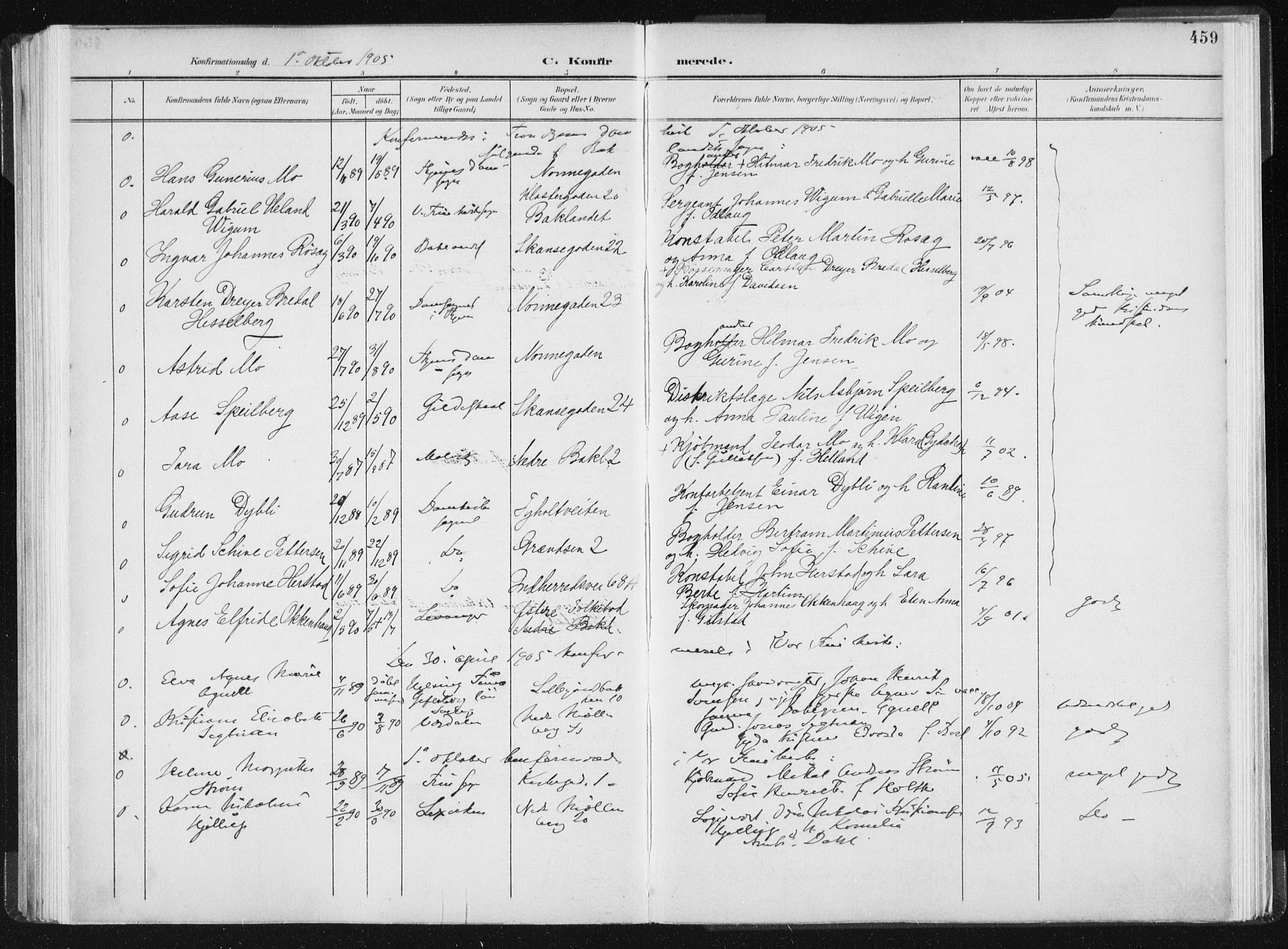 Ministerialprotokoller, klokkerbøker og fødselsregistre - Sør-Trøndelag, AV/SAT-A-1456/604/L0200: Parish register (official) no. 604A20II, 1901-1908, p. 459