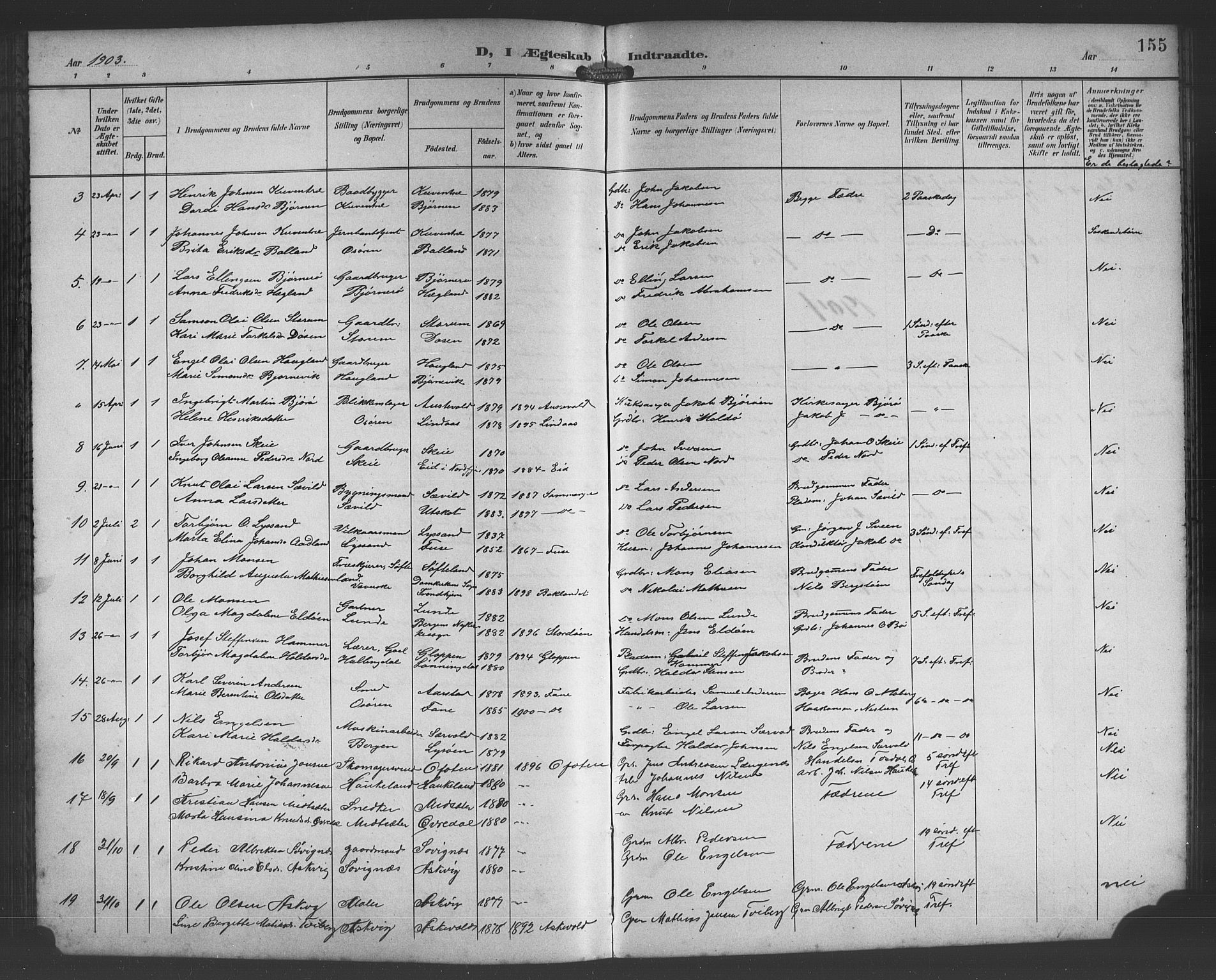 Os sokneprestembete, AV/SAB-A-99929: Parish register (copy) no. A 3, 1897-1913, p. 155