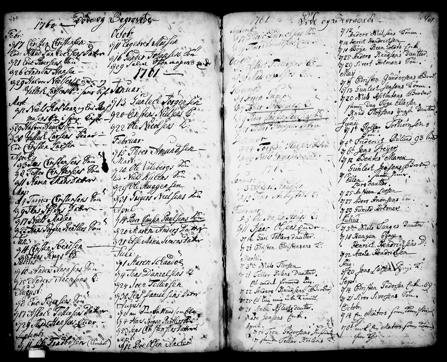 Kragerø kirkebøker, SAKO/A-278/F/Fa/L0001: Parish register (official) no. 1, 1702-1766, p. 400-401