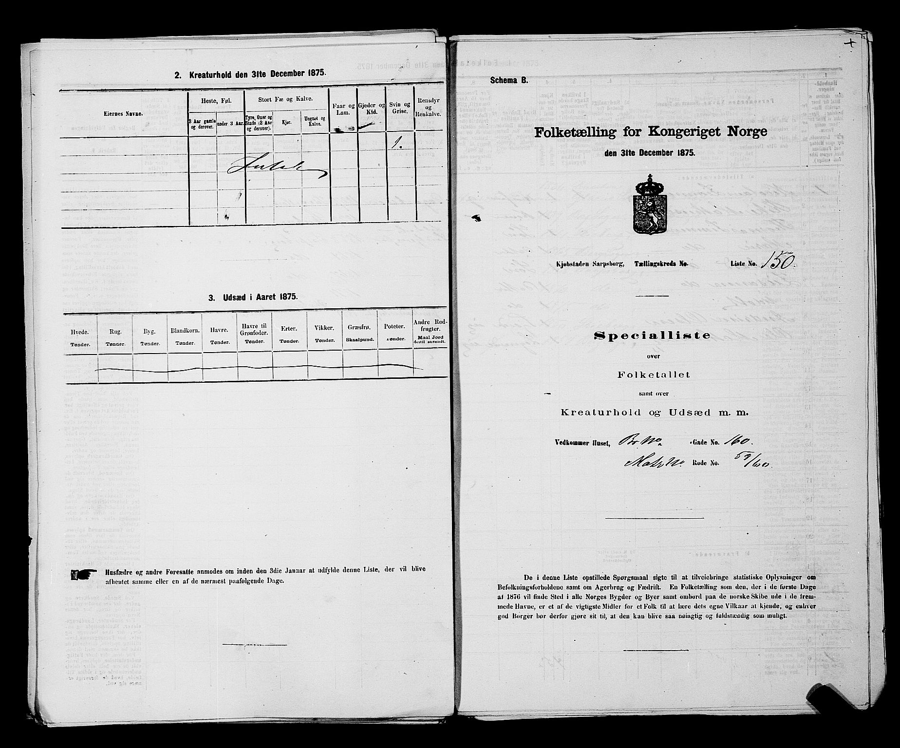 RA, 1875 census for 0102P Sarpsborg, 1875, p. 349