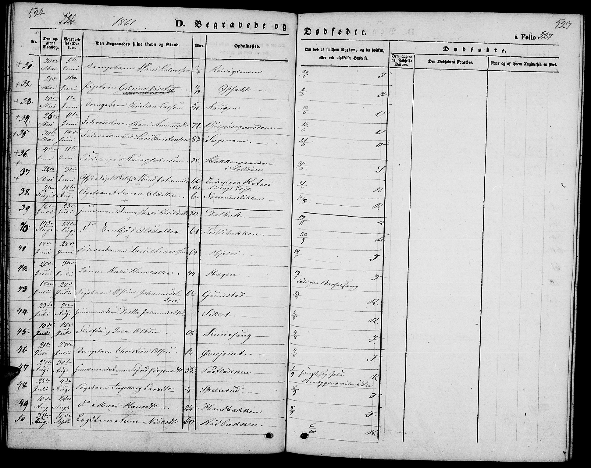 Ringebu prestekontor, SAH/PREST-082/H/Ha/Hab/L0003: Parish register (copy) no. 3, 1854-1866, p. 522-523