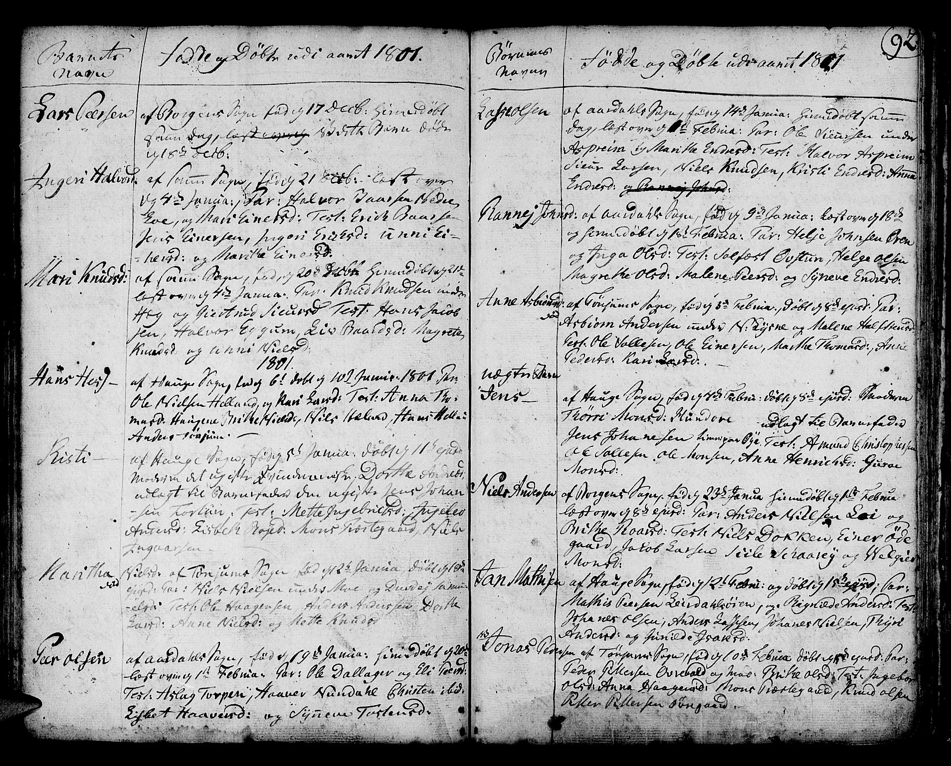 Lærdal sokneprestembete, AV/SAB-A-81201: Parish register (official) no. A 3, 1783-1804, p. 92