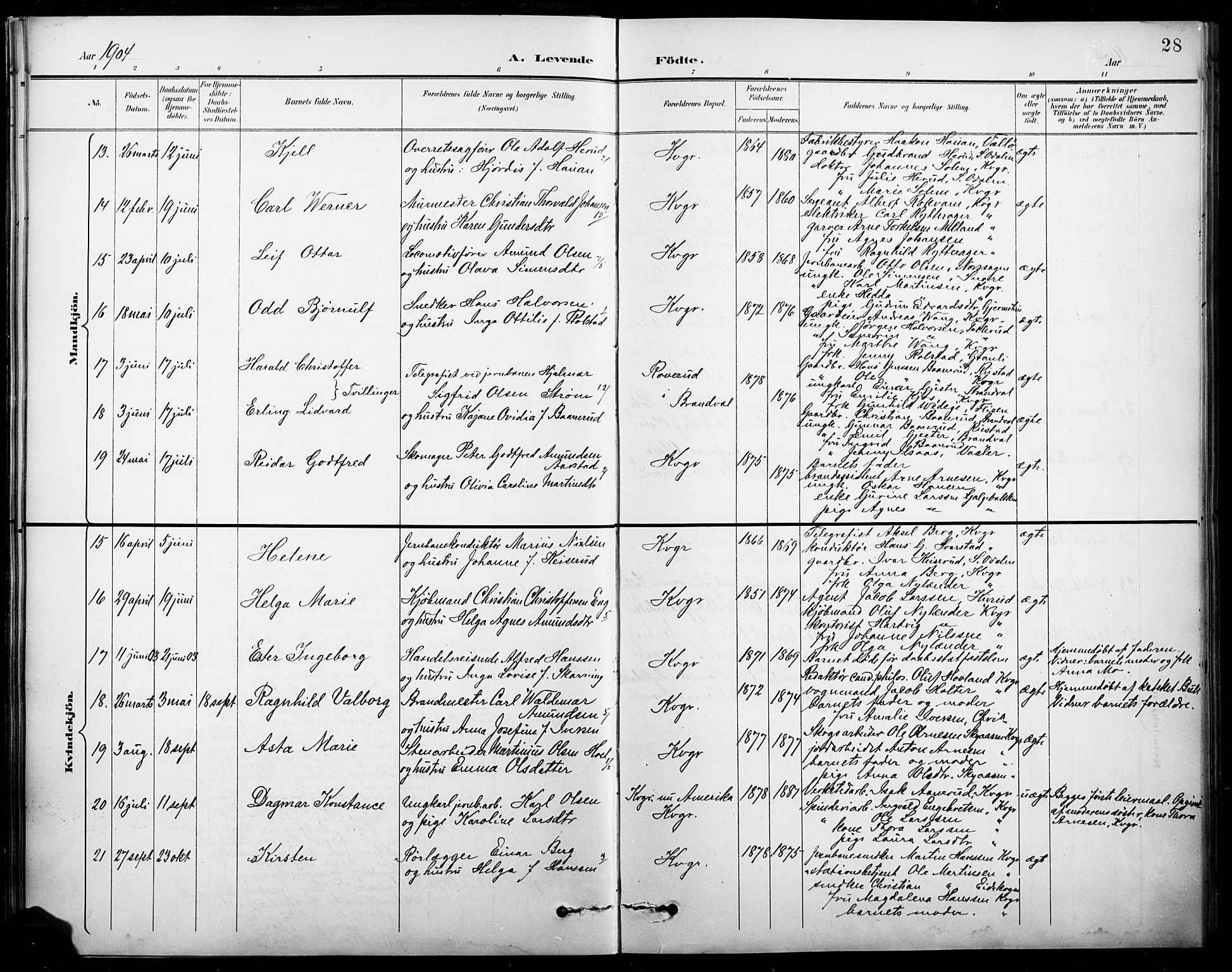 Vinger prestekontor, AV/SAH-PREST-024/H/Ha/Hab/L0005: Parish register (copy) no. 5, 1895-1920, p. 28