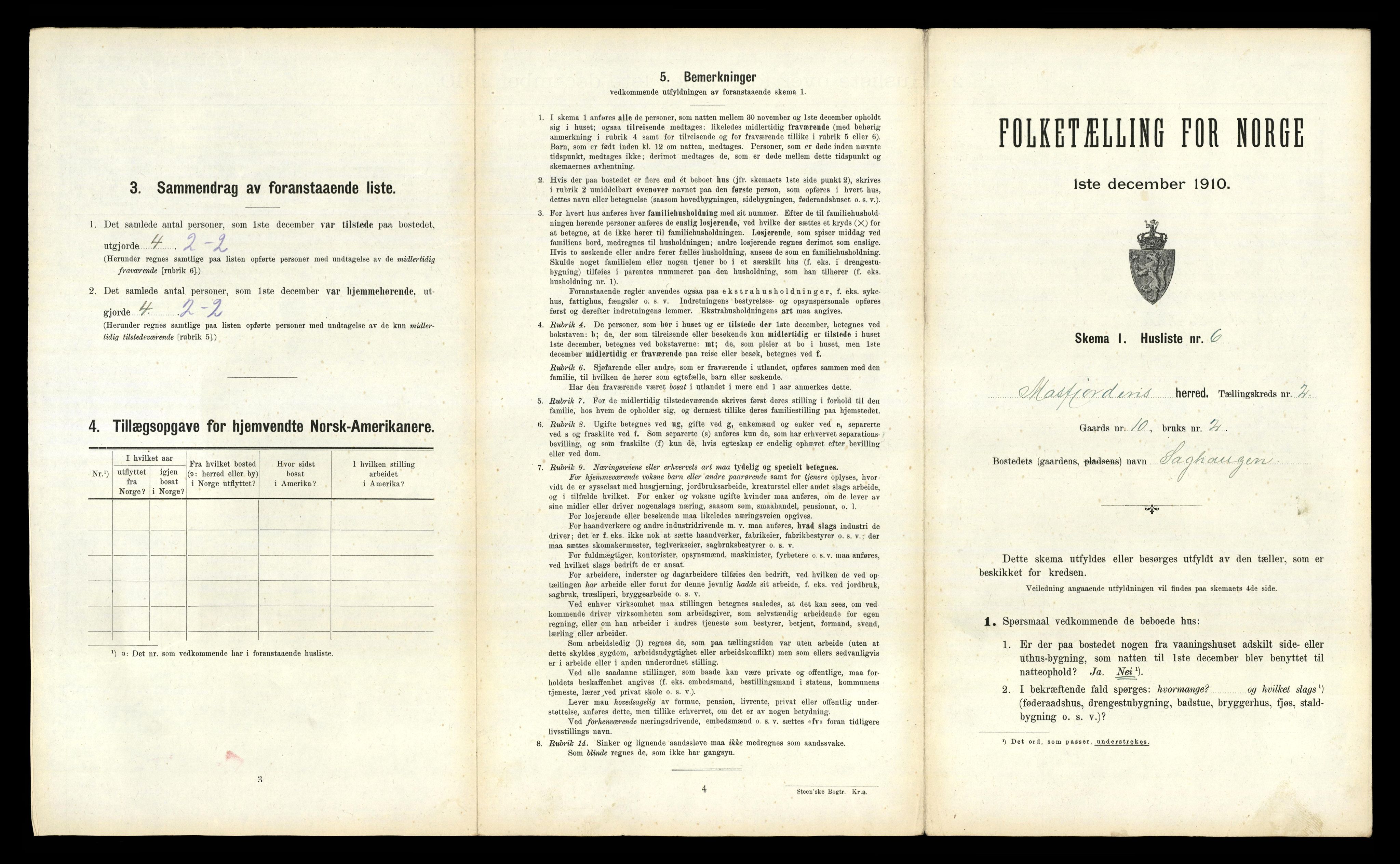 RA, 1910 census for Masfjorden, 1910, p. 120