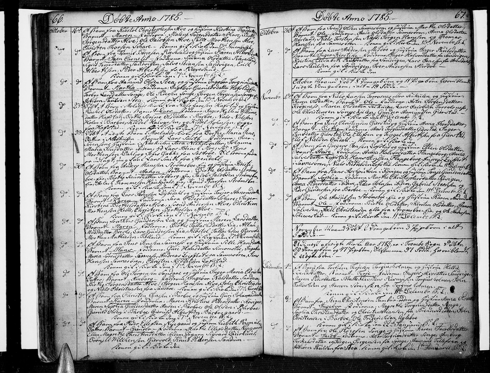 Tromøy sokneprestkontor, AV/SAK-1111-0041/F/Fa/L0002: Parish register (official) no. A 2, 1773-1808, p. 66-67