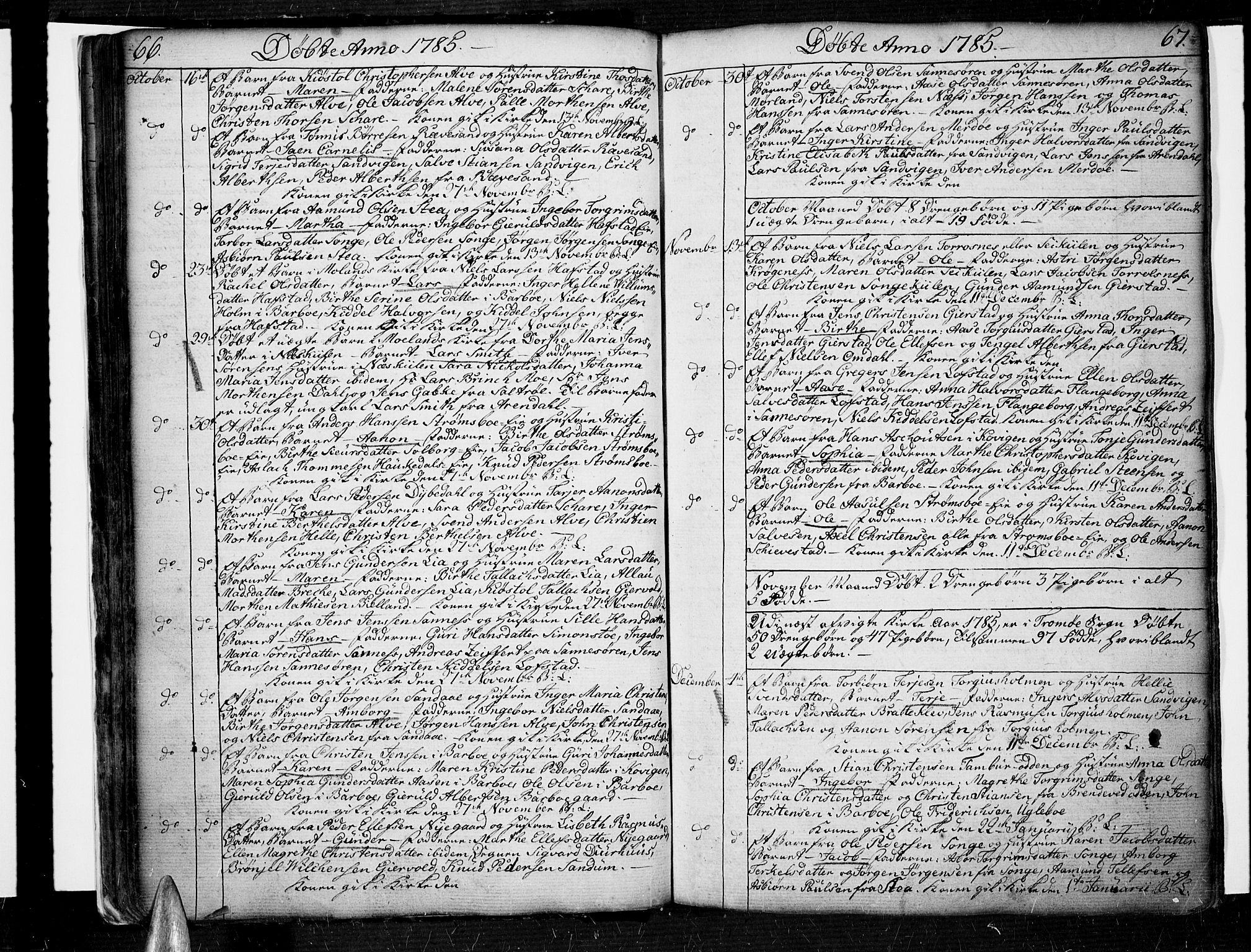 Tromøy sokneprestkontor, SAK/1111-0041/F/Fa/L0002: Parish register (official) no. A 2, 1773-1808, p. 66-67