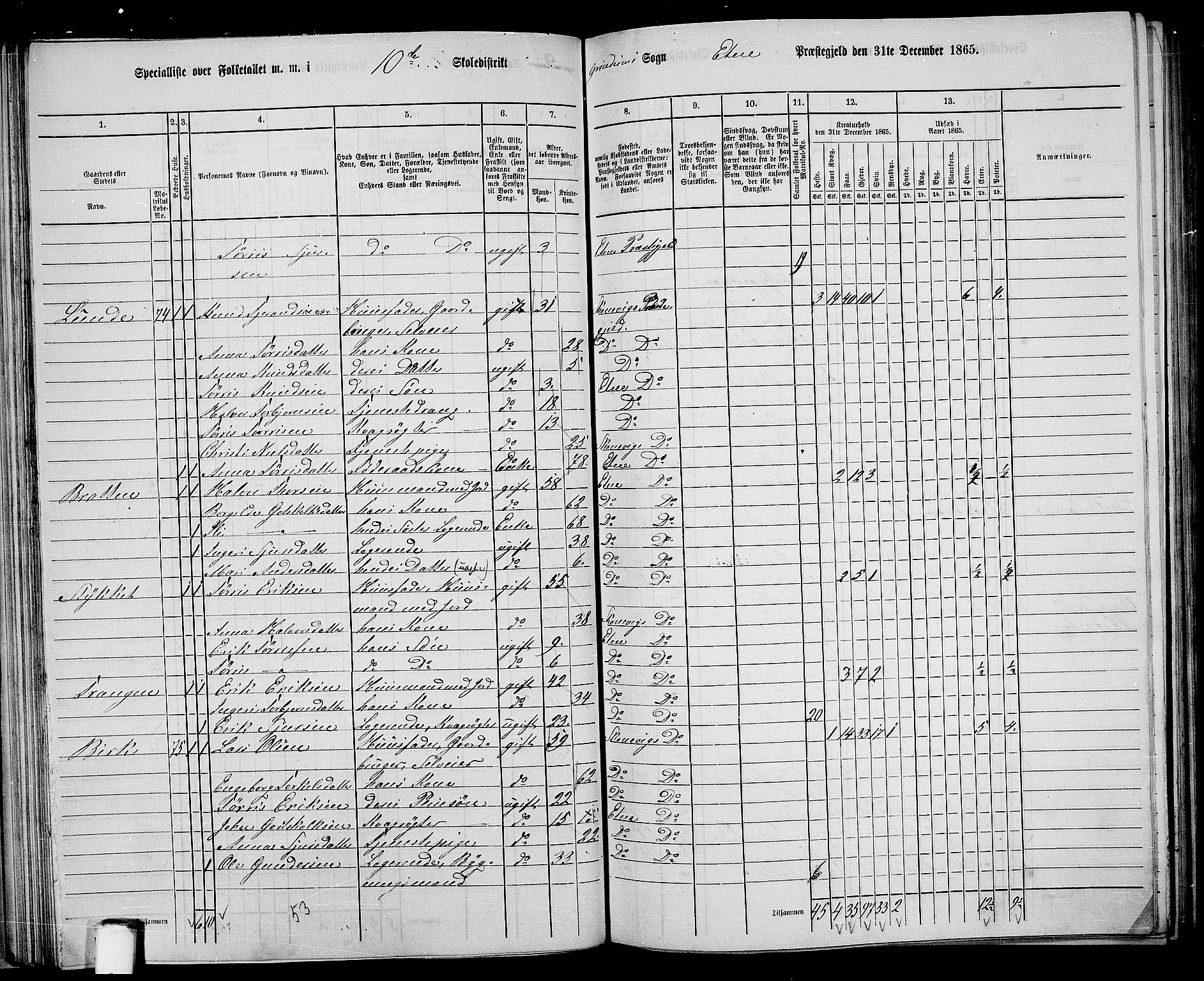 RA, 1865 census for Etne, 1865, p. 66