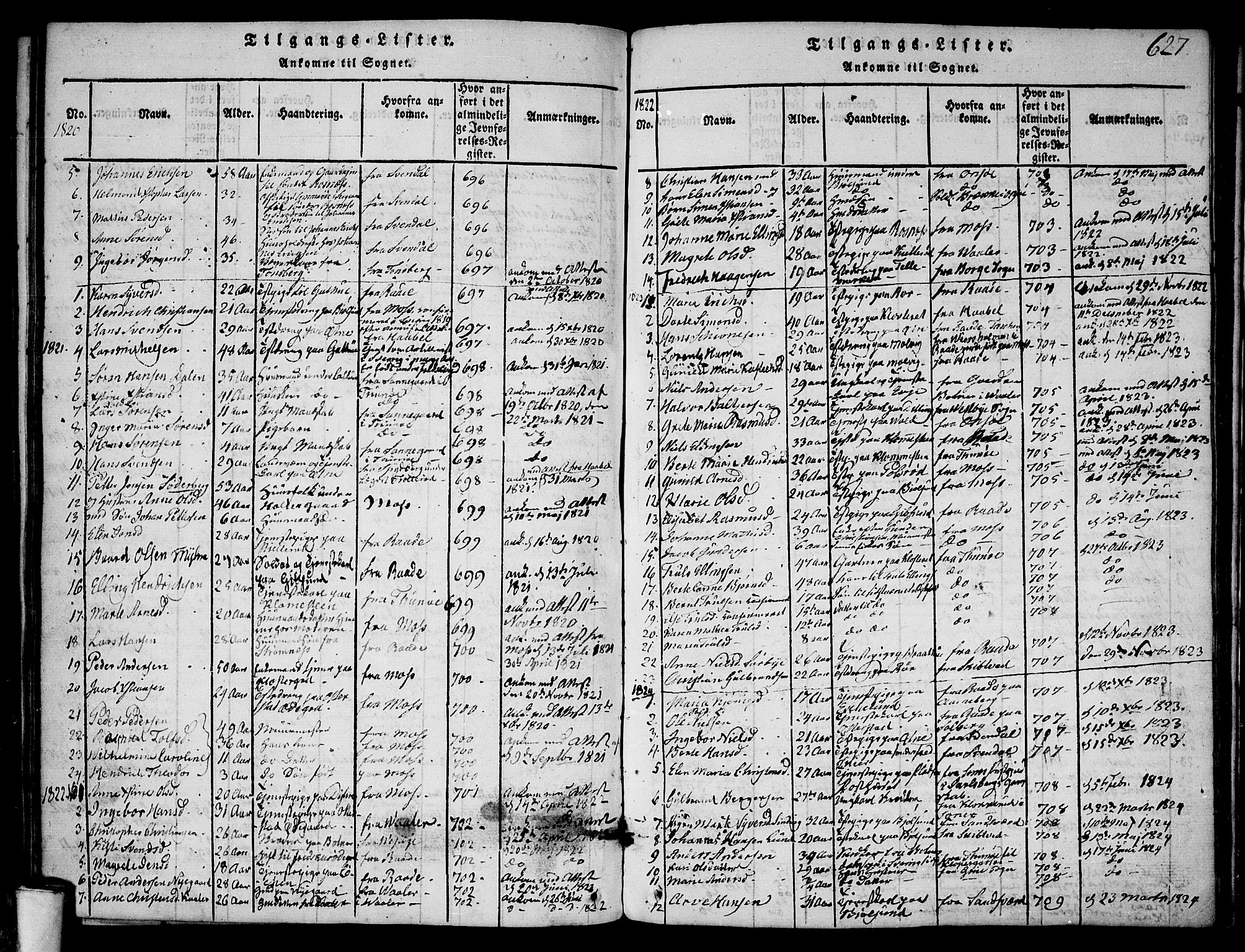 Rygge prestekontor Kirkebøker, SAO/A-10084b/F/Fa/L0003: Parish register (official) no. 3, 1814-1836, p. 626-627