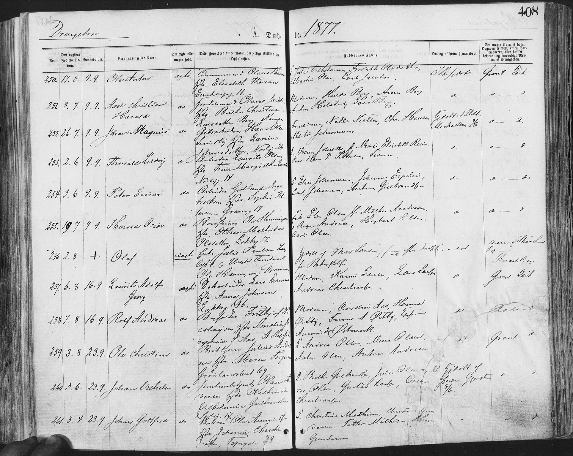 Grønland prestekontor Kirkebøker, SAO/A-10848/F/Fa/L0004: Parish register (official) no. 4, 1869-1880, p. 408