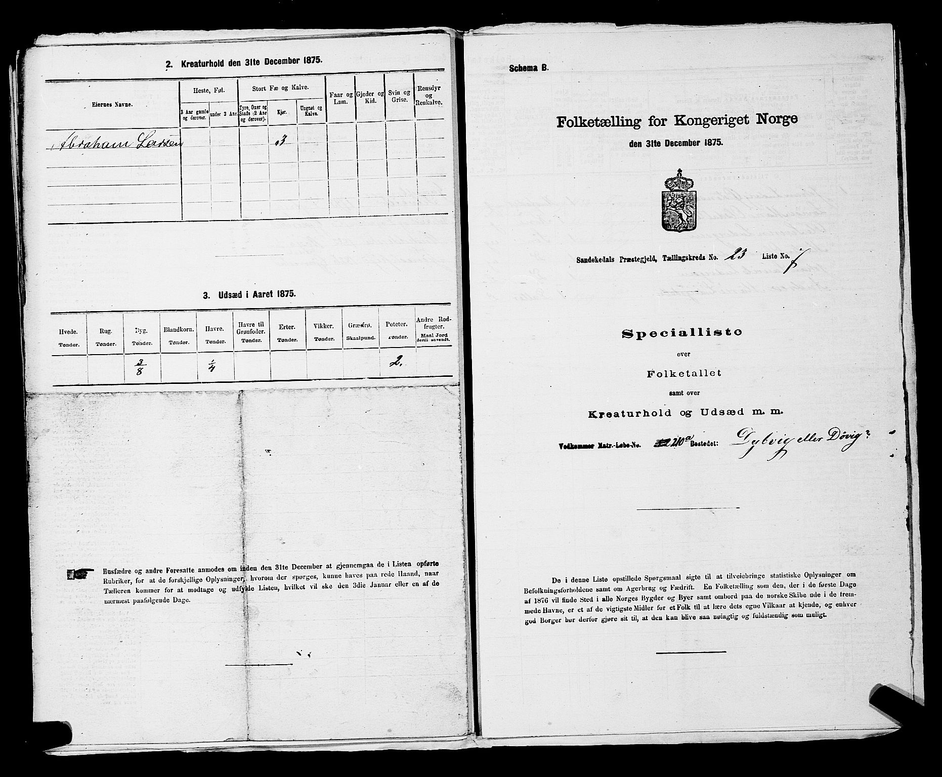 SAKO, 1875 census for 0816P Sannidal, 1875, p. 1839