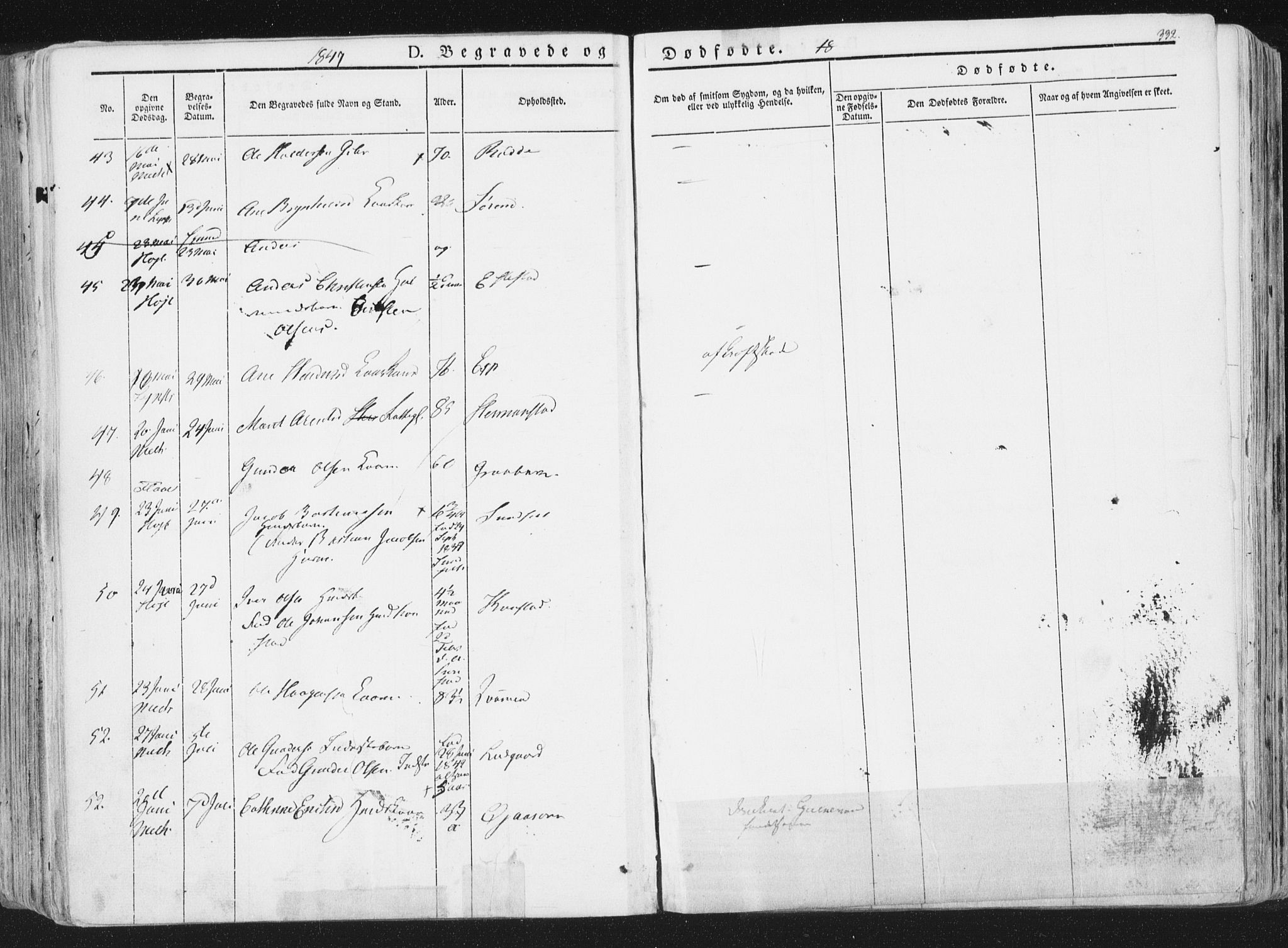 Ministerialprotokoller, klokkerbøker og fødselsregistre - Sør-Trøndelag, AV/SAT-A-1456/691/L1074: Parish register (official) no. 691A06, 1842-1852, p. 332