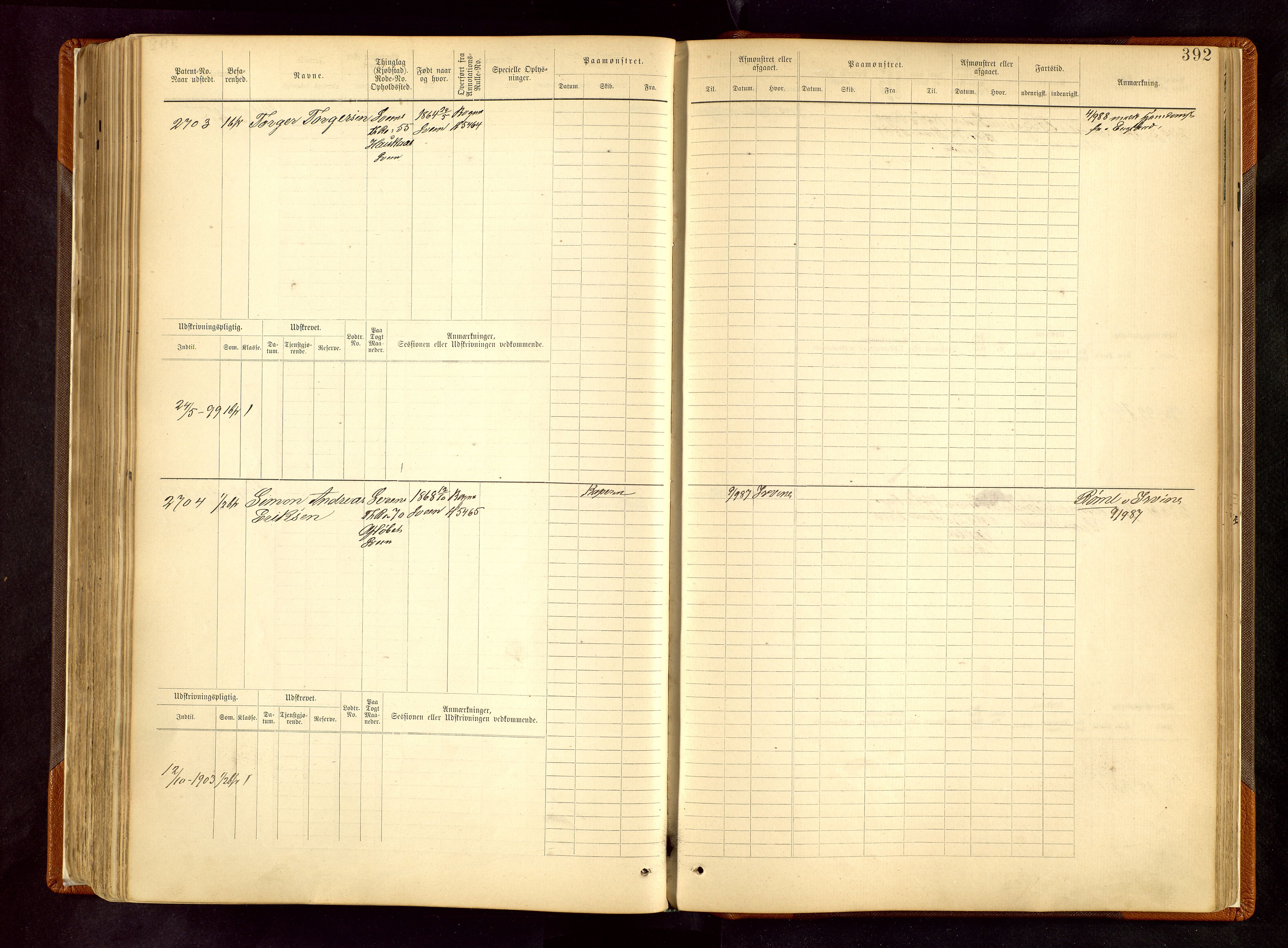 Haugesund sjømannskontor, AV/SAST-A-102007/F/Fb/Fbb/L0008: Sjøfartsrulle Haugesund krets nr. 1923-3832, 1885-1948, p. 392