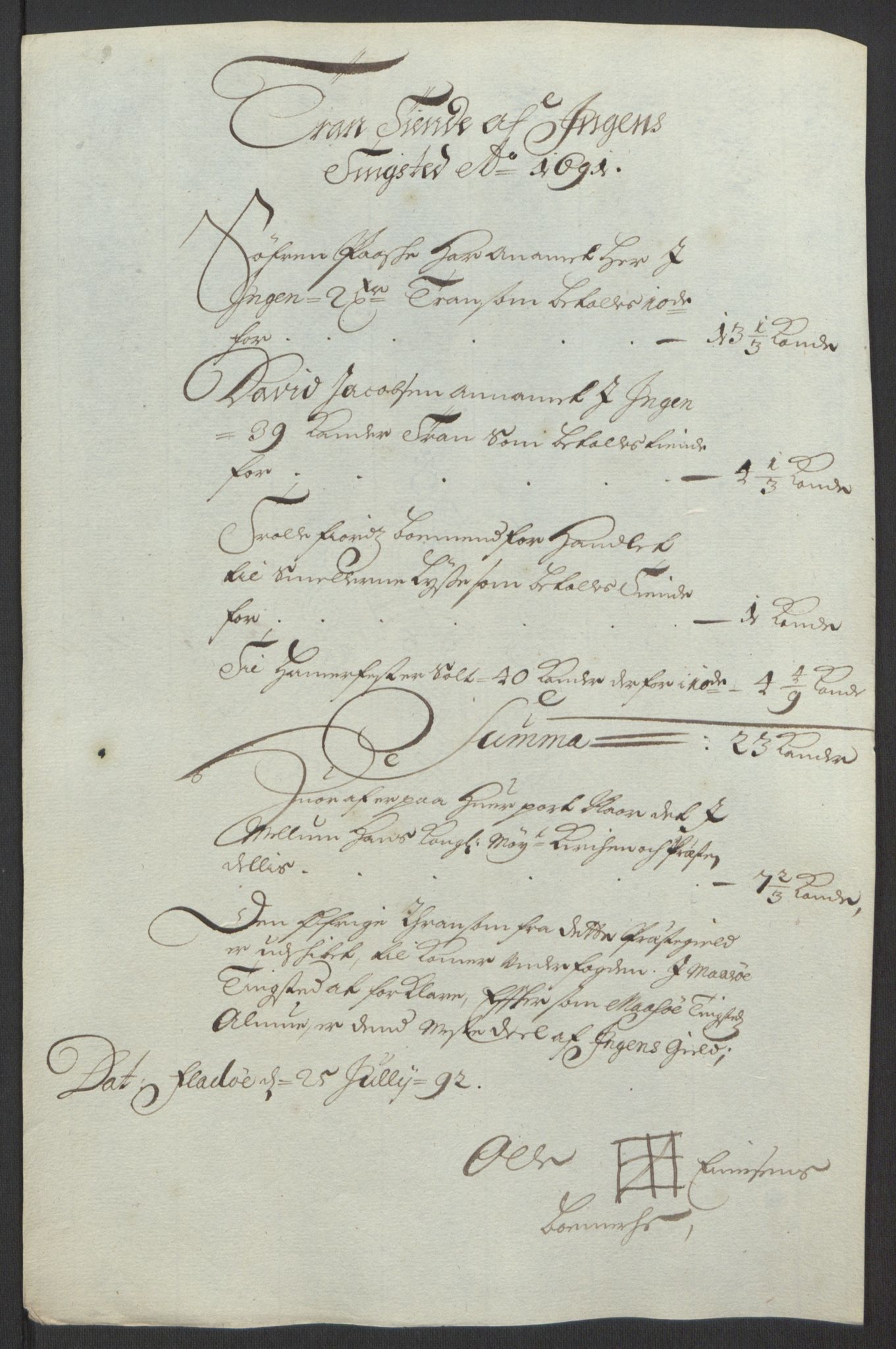 Rentekammeret inntil 1814, Reviderte regnskaper, Fogderegnskap, AV/RA-EA-4092/R69/L4851: Fogderegnskap Finnmark/Vardøhus, 1691-1700, p. 91