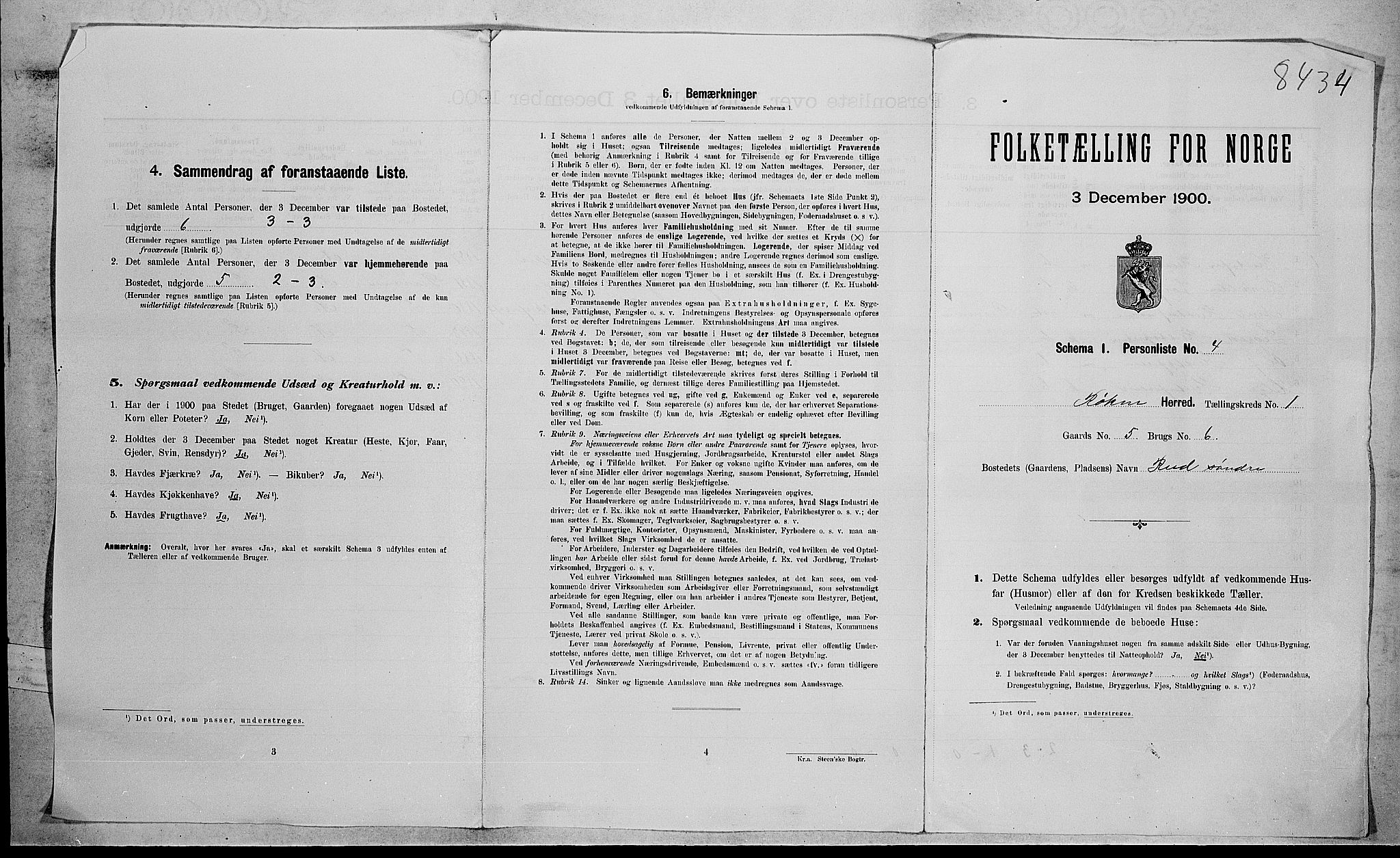 RA, 1900 census for Røyken, 1900, p. 33