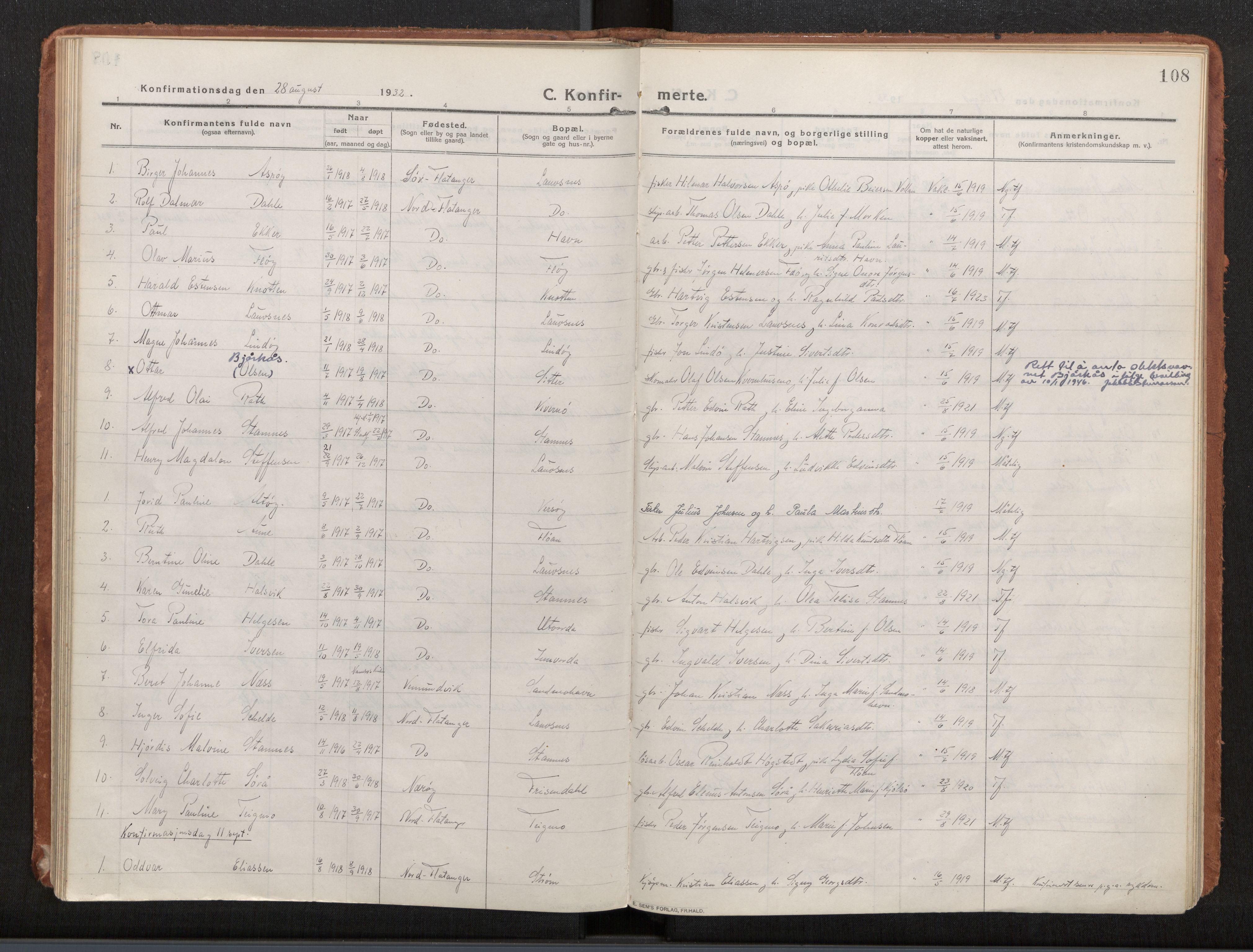 Ministerialprotokoller, klokkerbøker og fødselsregistre - Nord-Trøndelag, SAT/A-1458/772/L0604: Parish register (official) no. 772A02, 1913-1937, p. 108
