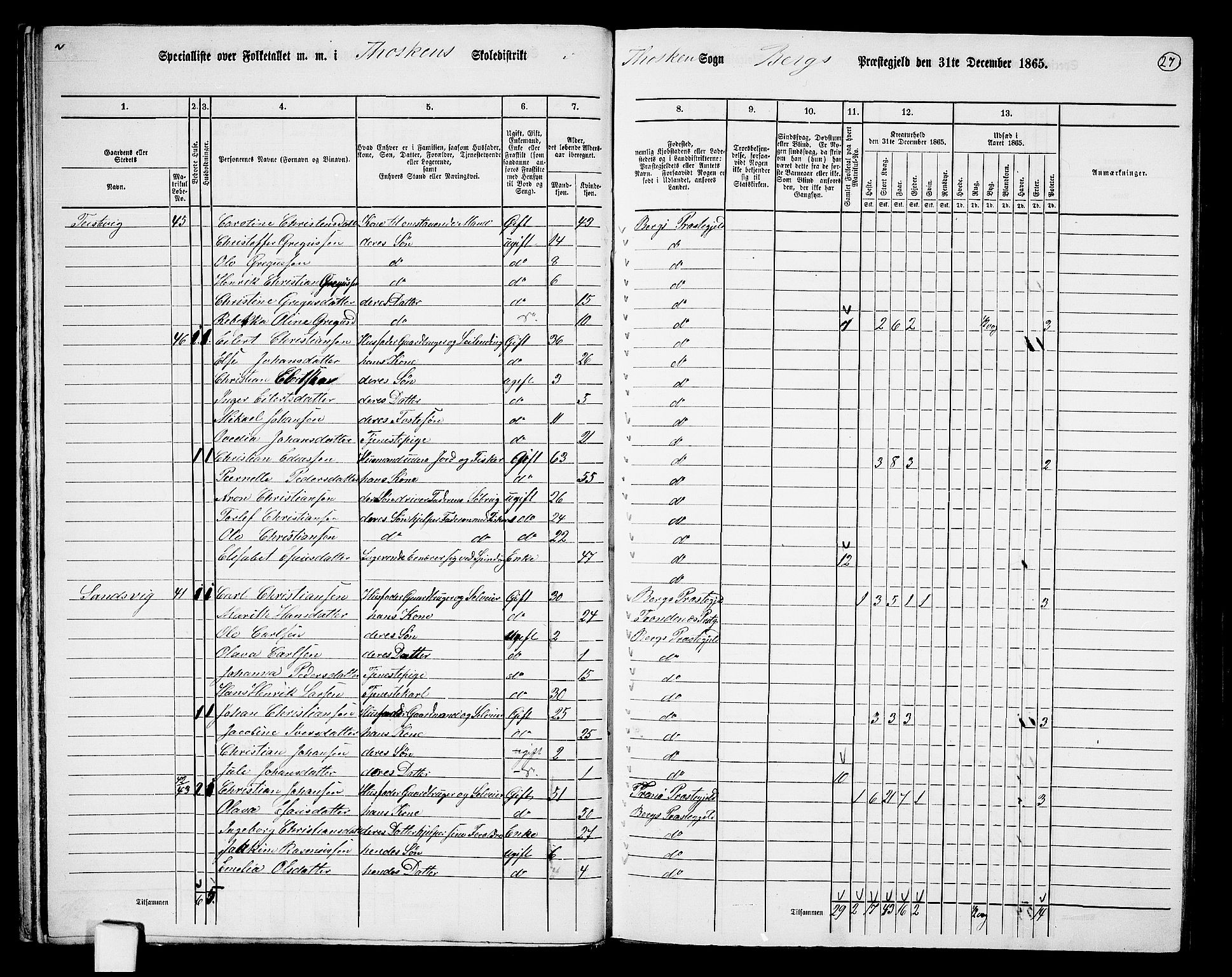 RA, 1865 census for Berg, 1865, p. 26