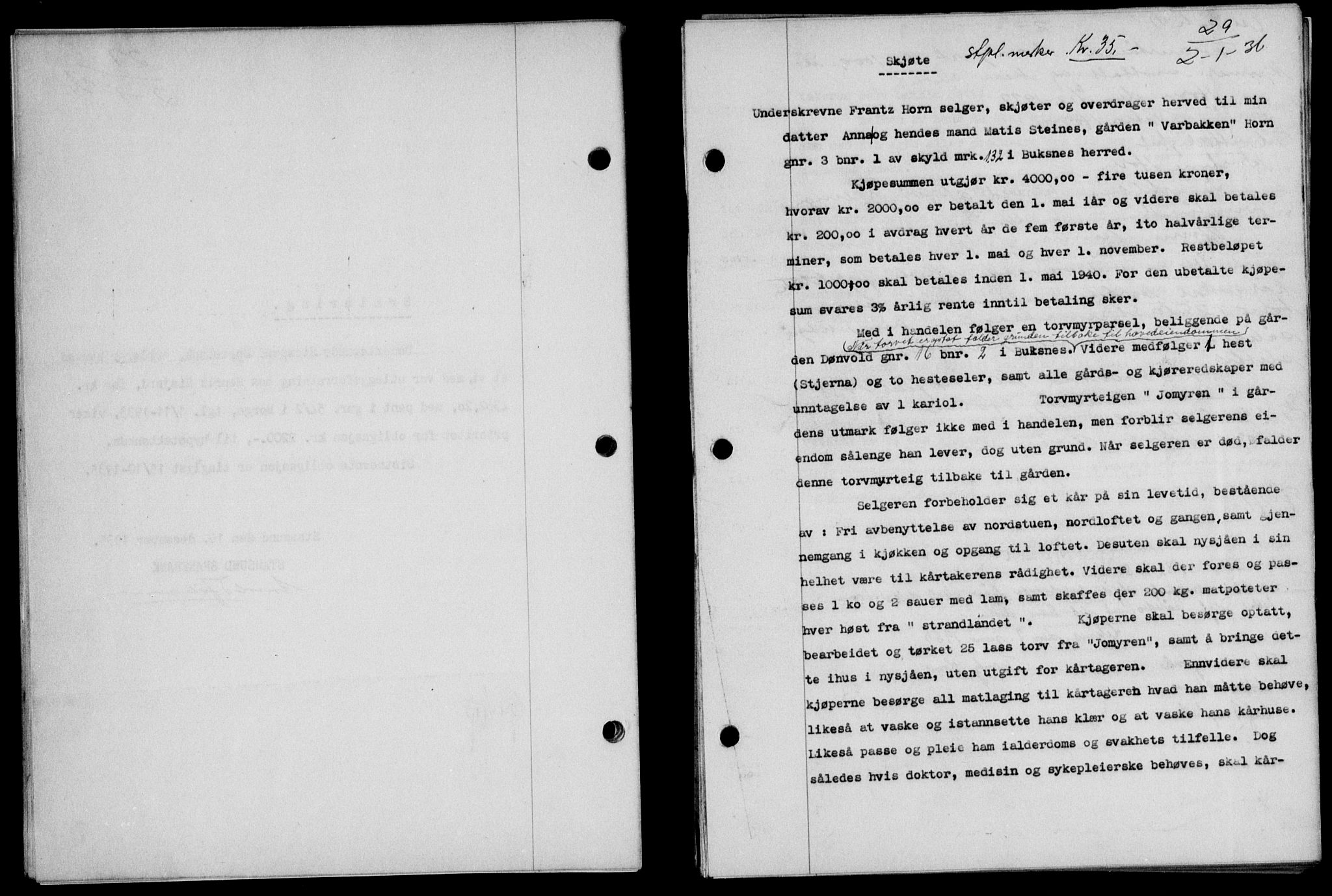 Lofoten sorenskriveri, SAT/A-0017/1/2/2C/L0033b: Mortgage book no. 33b, 1936-1936, Diary no: : 29/1936