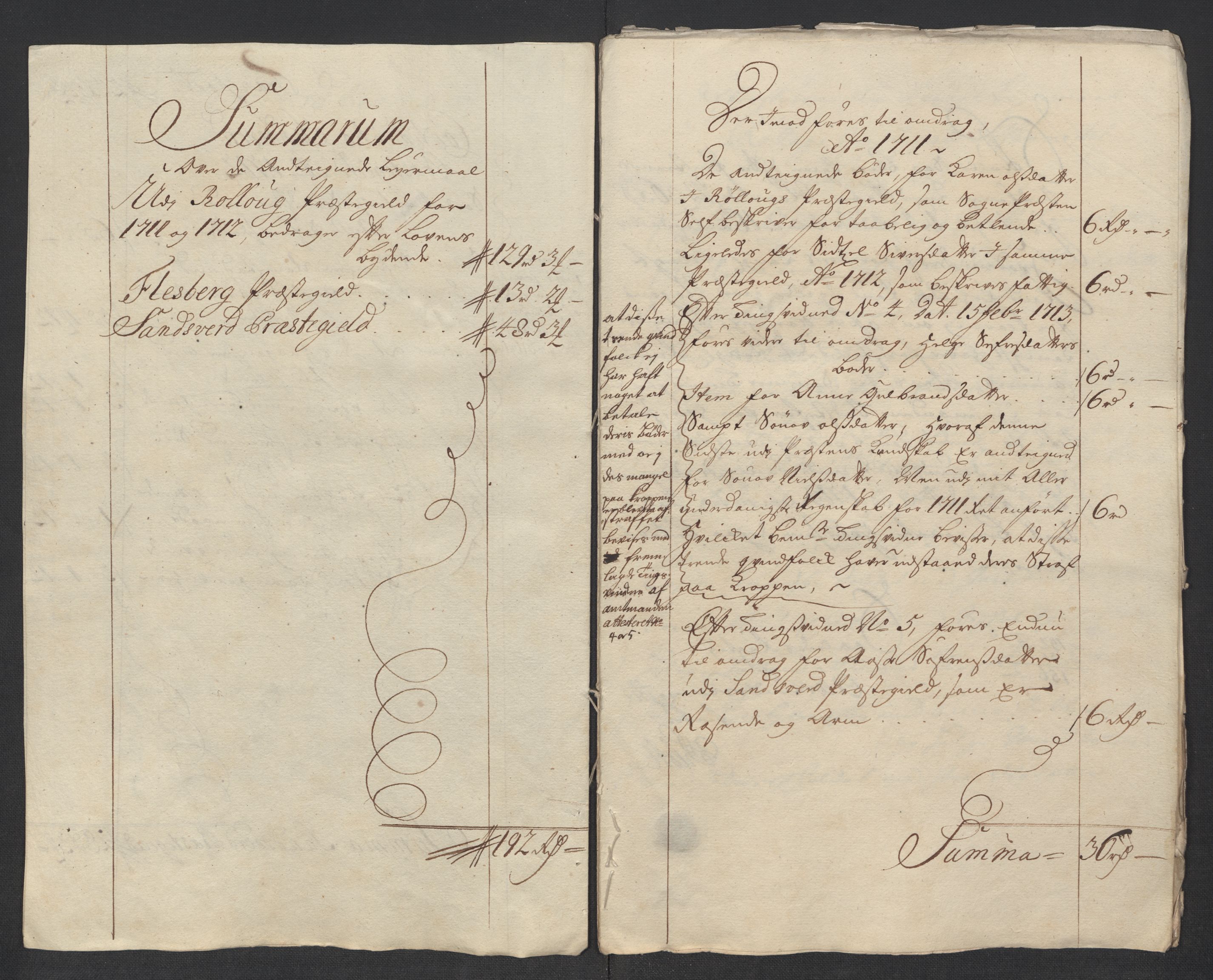 Rentekammeret inntil 1814, Reviderte regnskaper, Fogderegnskap, AV/RA-EA-4092/R24/L1587: Fogderegnskap Numedal og Sandsvær, 1712, p. 270