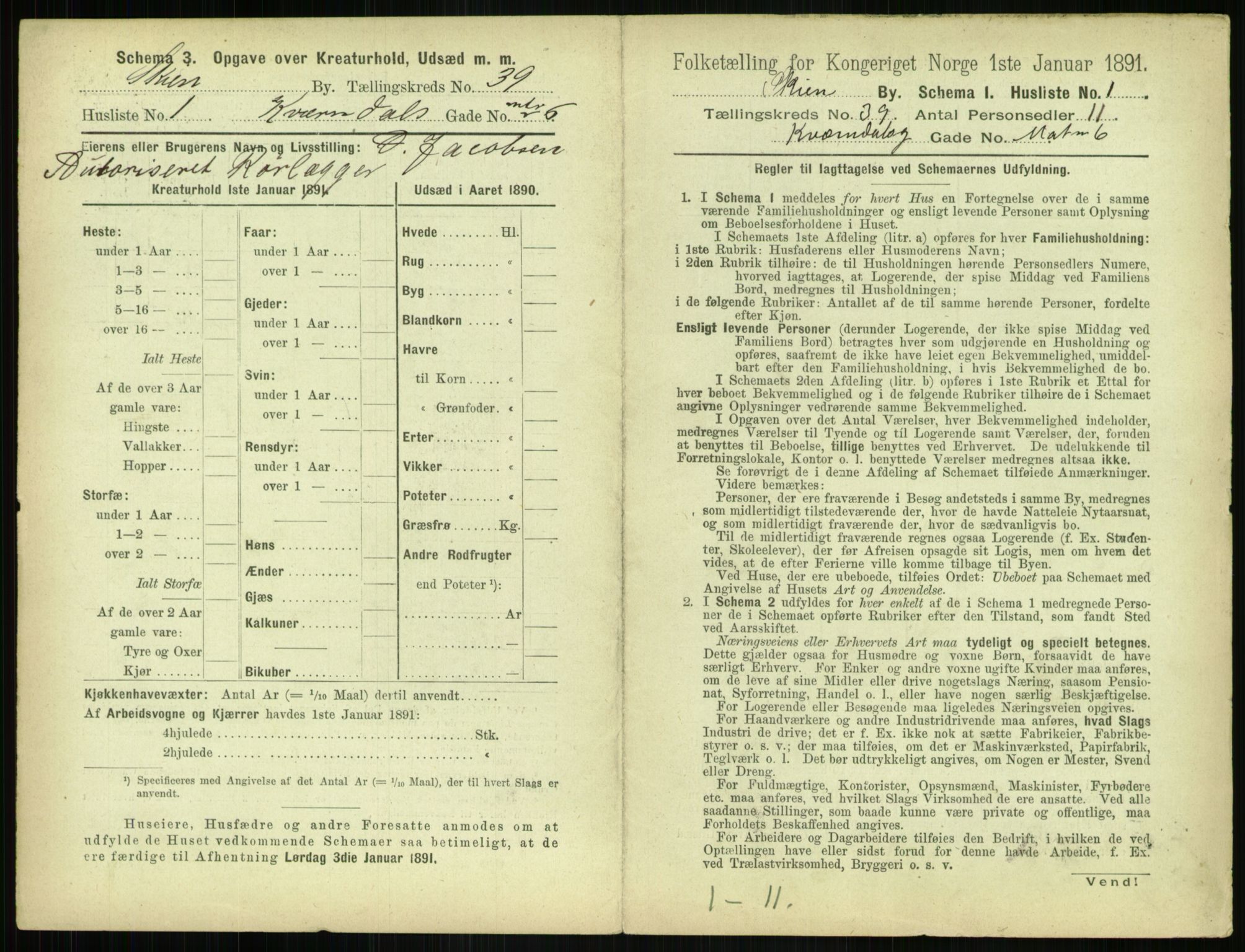 RA, 1891 census for 0806 Skien, 1891, p. 1412