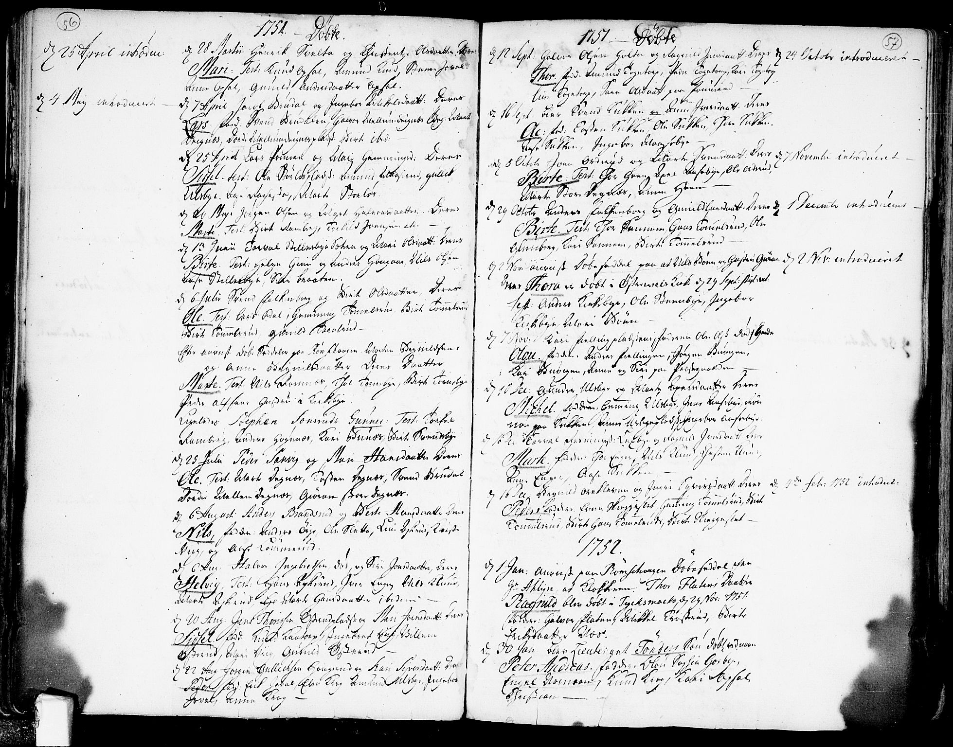 Rødenes prestekontor Kirkebøker, SAO/A-2005/F/Fa/L0002: Parish register (official) no. I 2, 1733-1776, p. 56-57