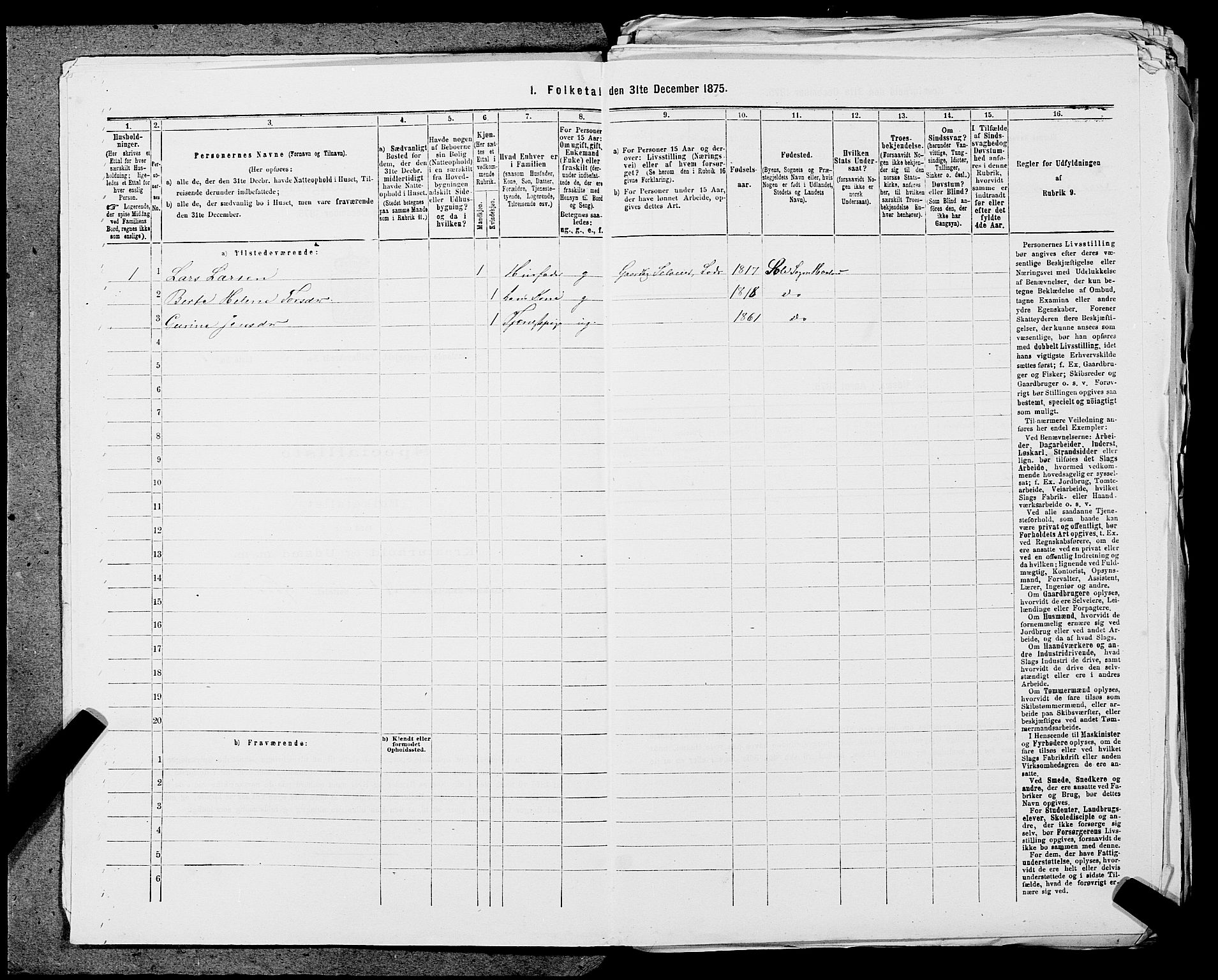 SAST, 1875 census for 1124P Håland, 1875, p. 236