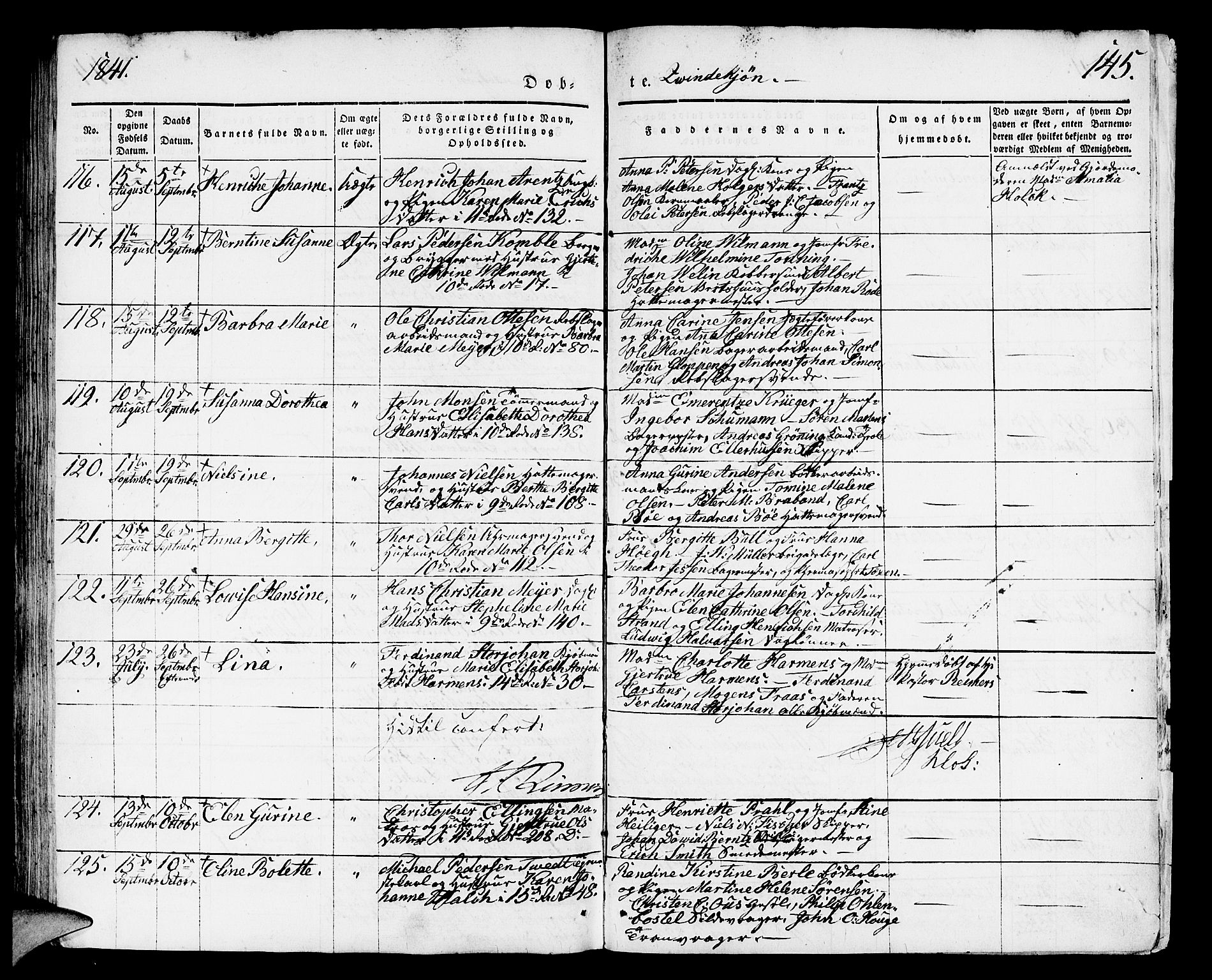 Domkirken sokneprestembete, SAB/A-74801/H/Hab/L0008: Parish register (copy) no. B 1, 1836-1841, p. 145