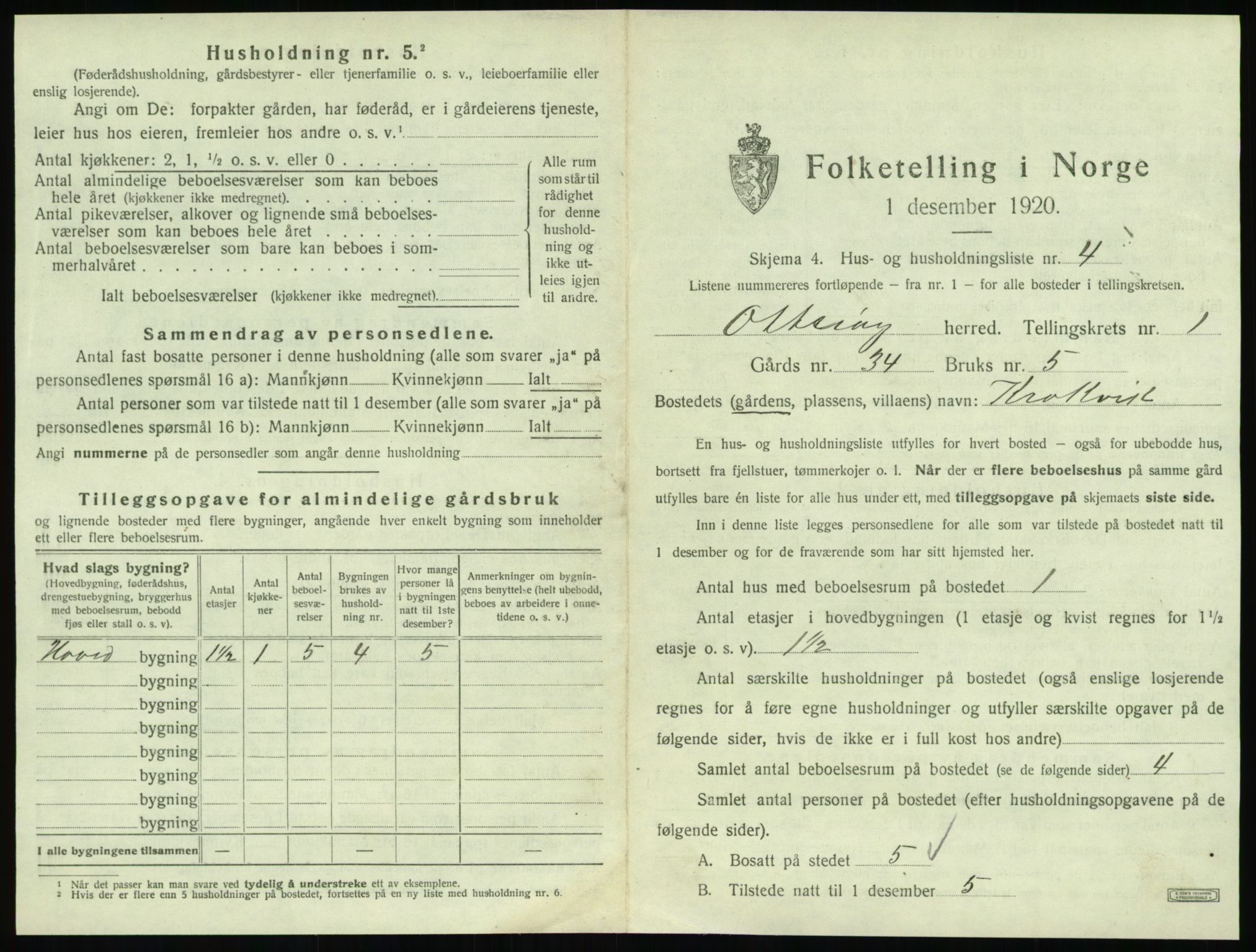 SAT, 1920 census for Otterøy, 1920, p. 49