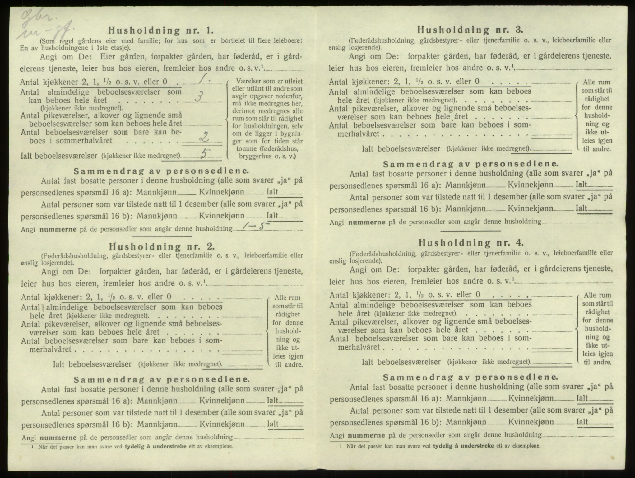 SAB, 1920 census for Innvik, 1920, p. 60