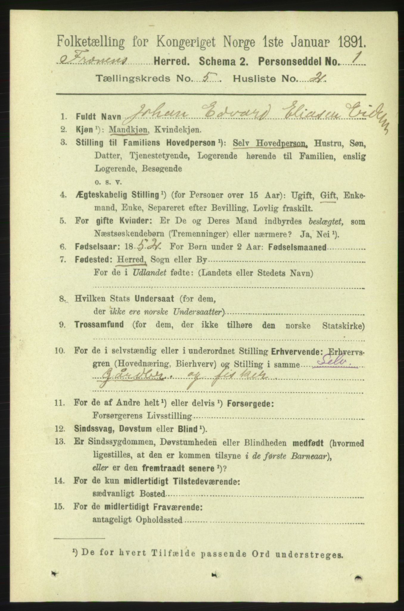 RA, 1891 census for 1548 Fræna, 1891, p. 1349