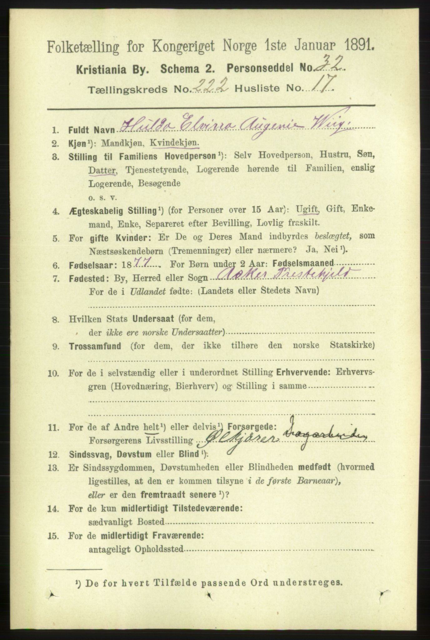 RA, 1891 census for 0301 Kristiania, 1891, p. 133744