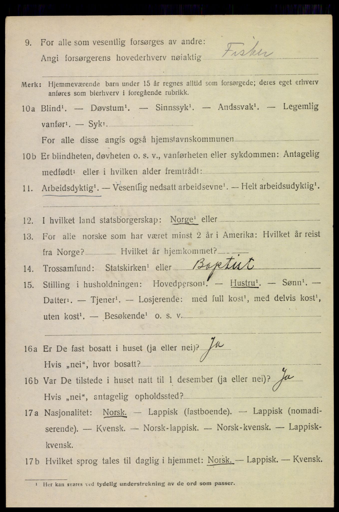 SAT, 1920 census for Dverberg, 1920, p. 3661