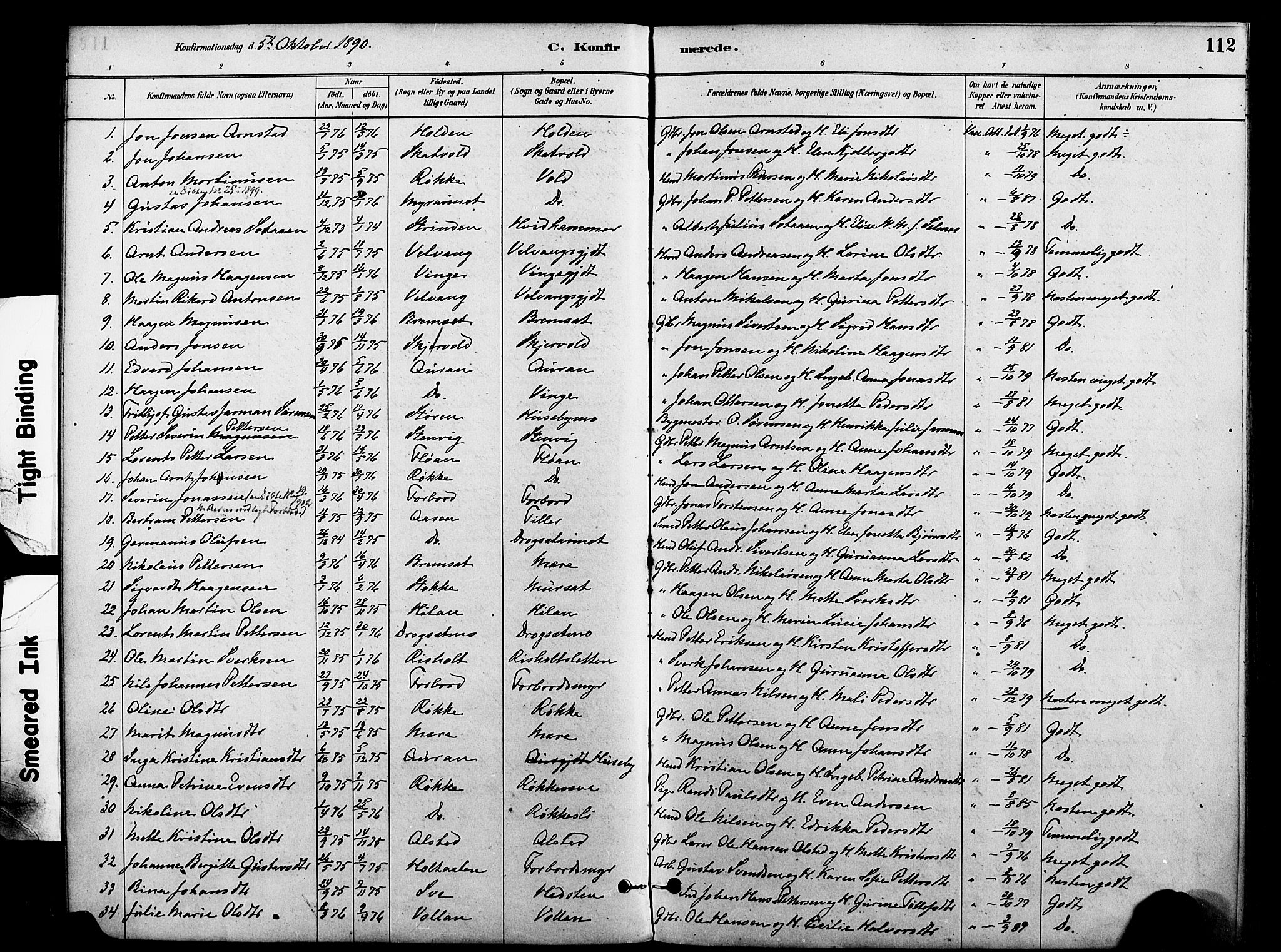 Ministerialprotokoller, klokkerbøker og fødselsregistre - Nord-Trøndelag, SAT/A-1458/712/L0100: Parish register (official) no. 712A01, 1880-1900, p. 112