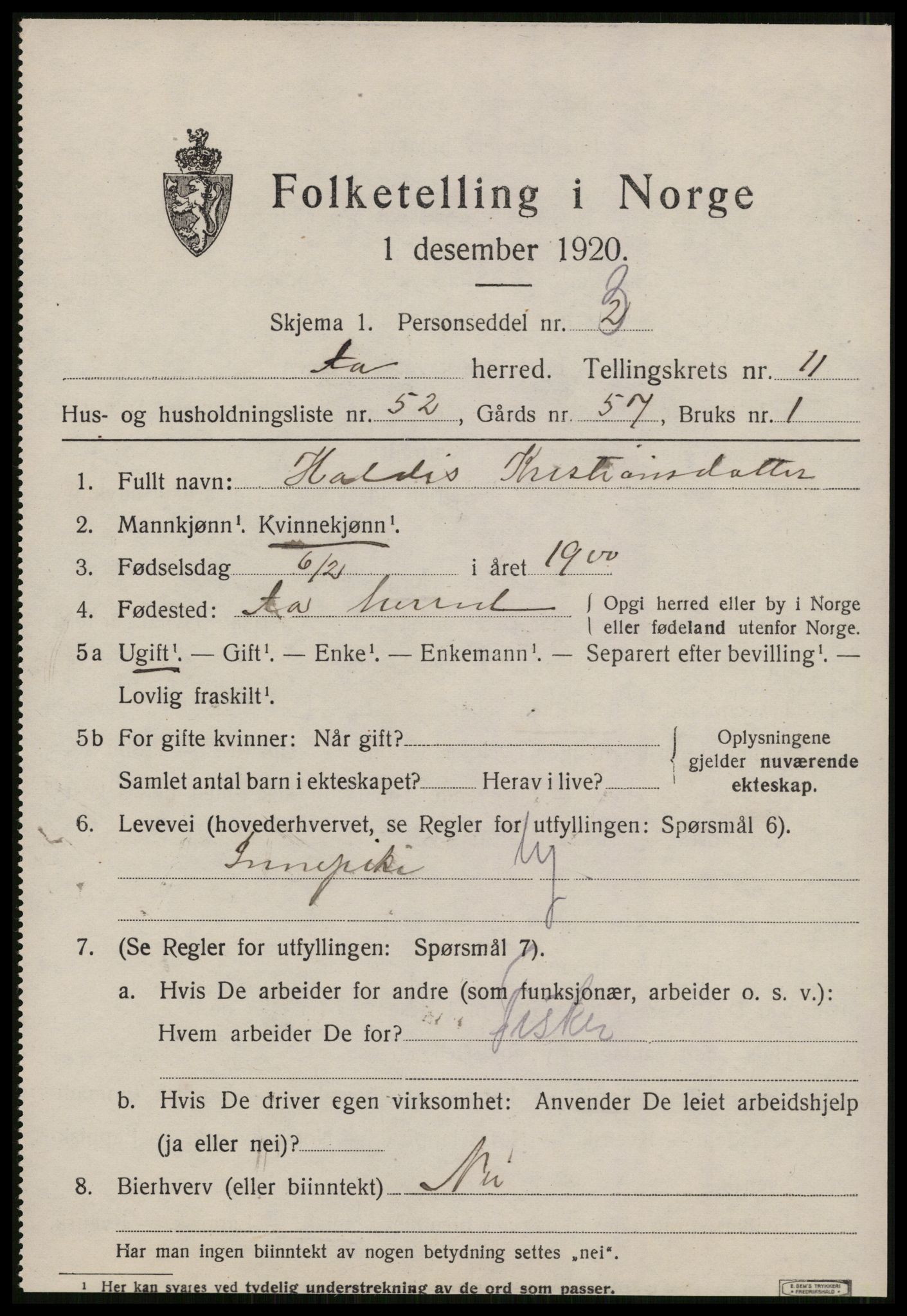 SAT, 1920 census for Å, 1920, p. 5028