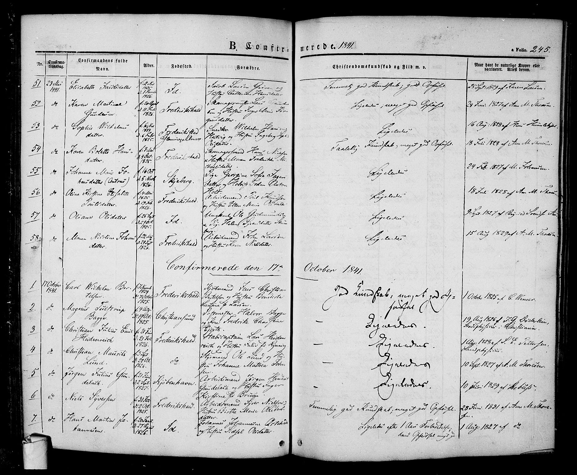 Halden prestekontor Kirkebøker, AV/SAO-A-10909/F/Fa/L0005: Parish register (official) no. I 5, 1834-1845, p. 245